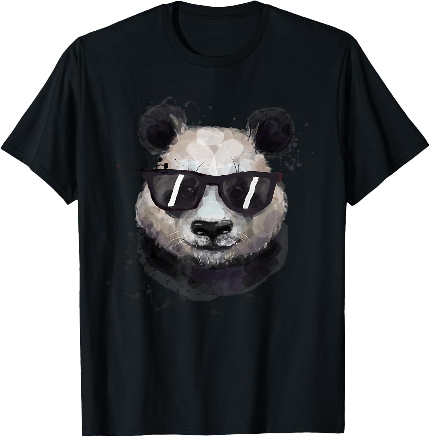 Cute Watercolor Cool Panda Men Women Kids Girls Boys T-Shirt - T-Shirt | Black
