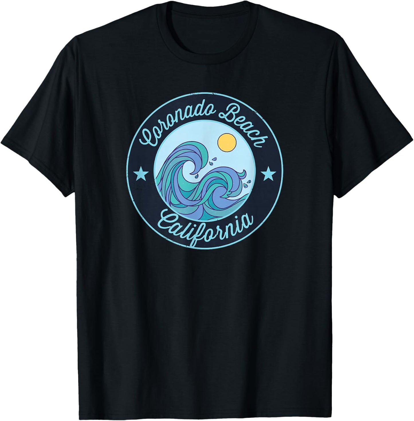 Coronado Beach CA California Souvenir Nautical Surfer Graphi T-Shirt - T-Shirt | Black