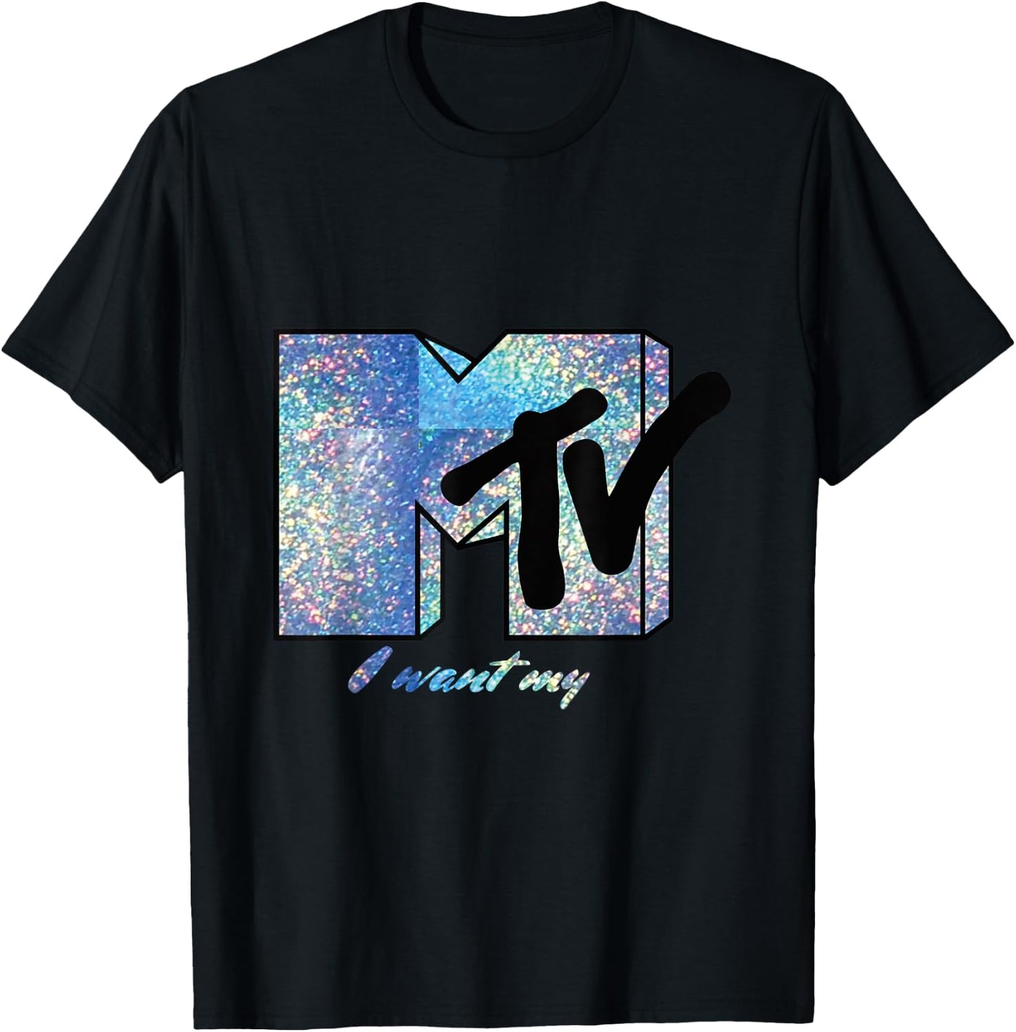 I Want My MTV Sparkly Logo T- Shirts T-Shirt - T-Shirt | Black