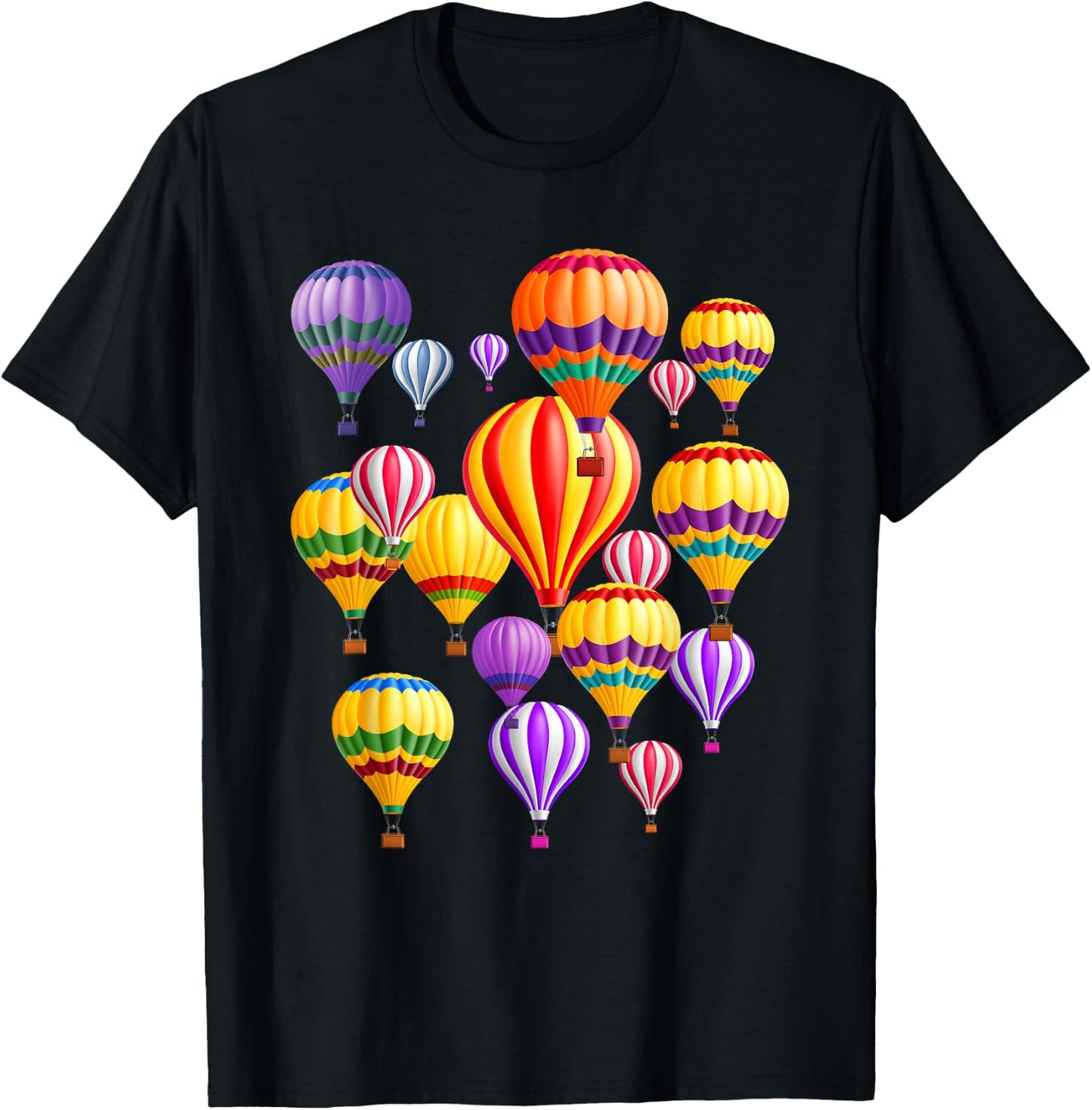 Colorful Hot Air Balloons T-Shirt - T-Shirt | Black