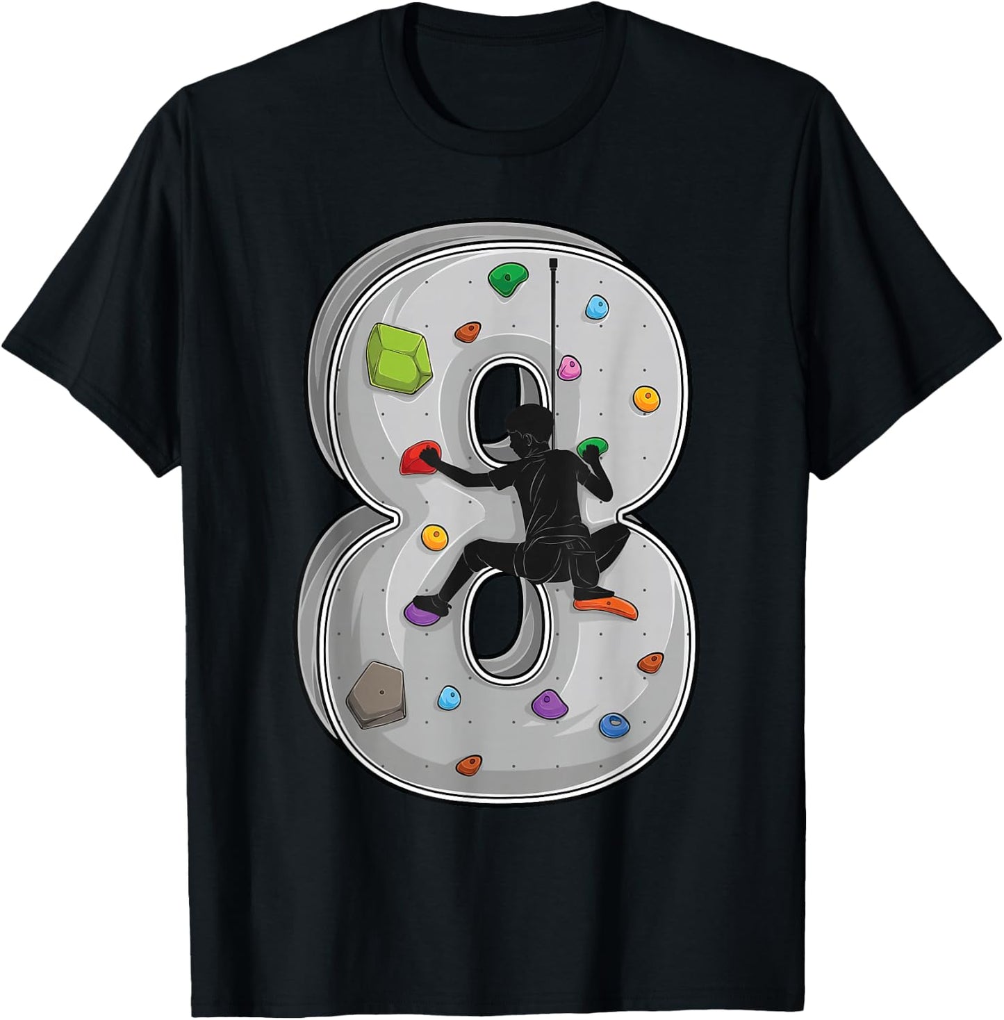 8 Year Old Rock Climbing 8th Birthday Adventures Climber T-Shirt - T-Shirt | Black