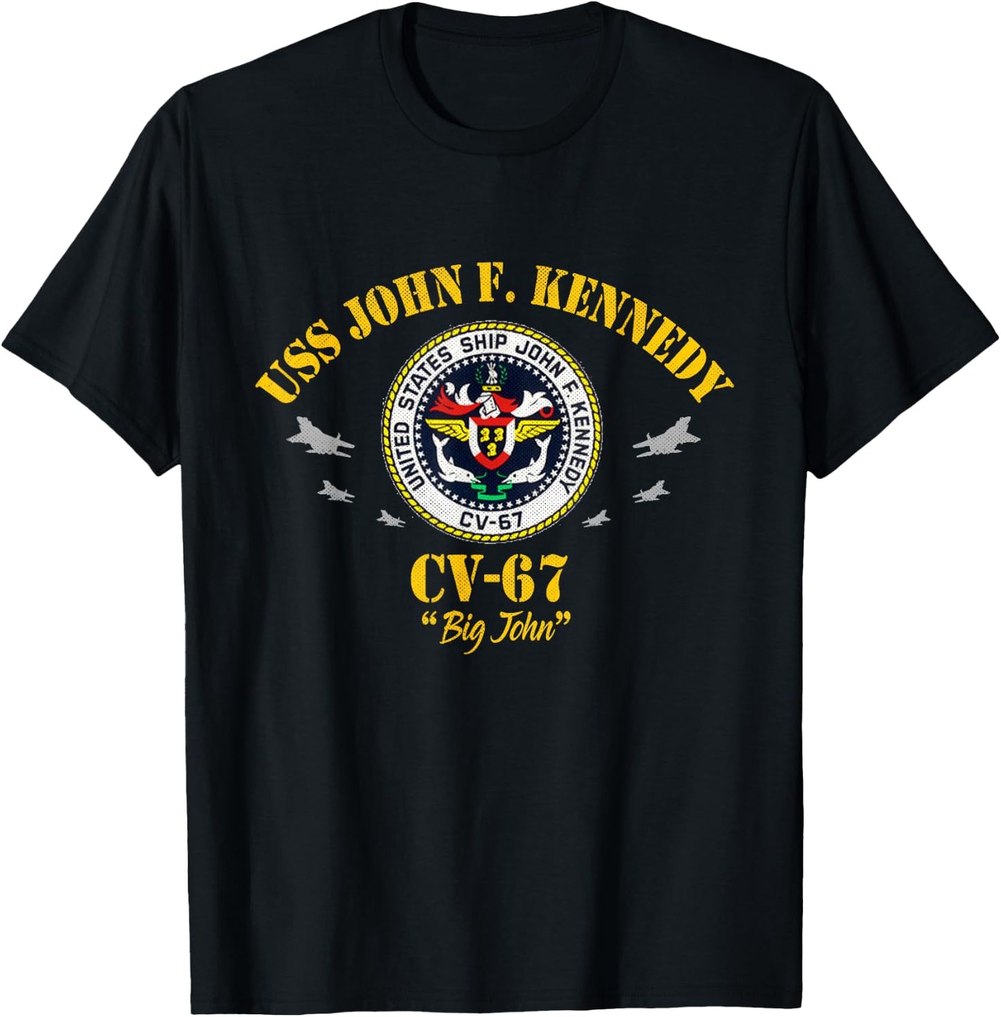 USS John F. Kennedy CV-67 Aircraft Carrier Veteran Flag T-Shirt - T-Shirt | Black