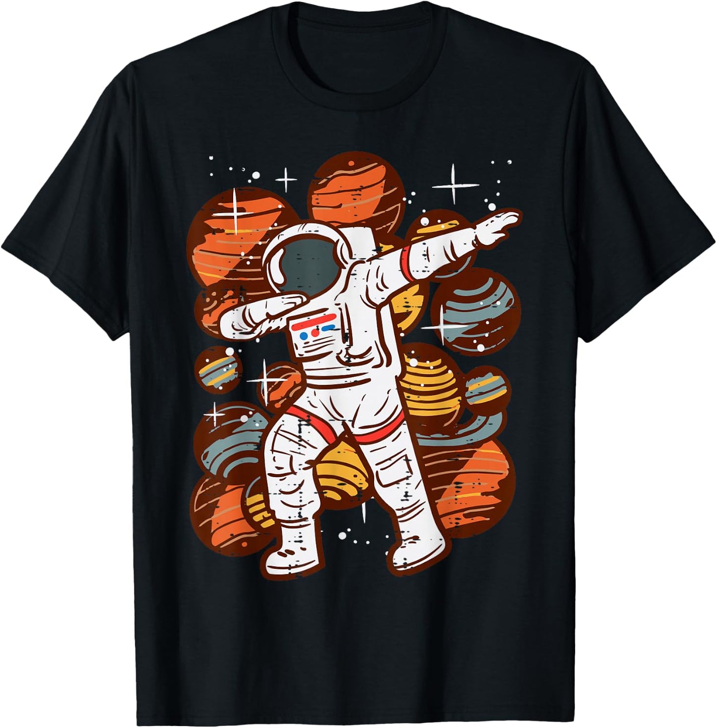Dabbing Astronaut Planets Space Dance Boys Girls Kids Youth T-Shirt - T-Shirt | Black