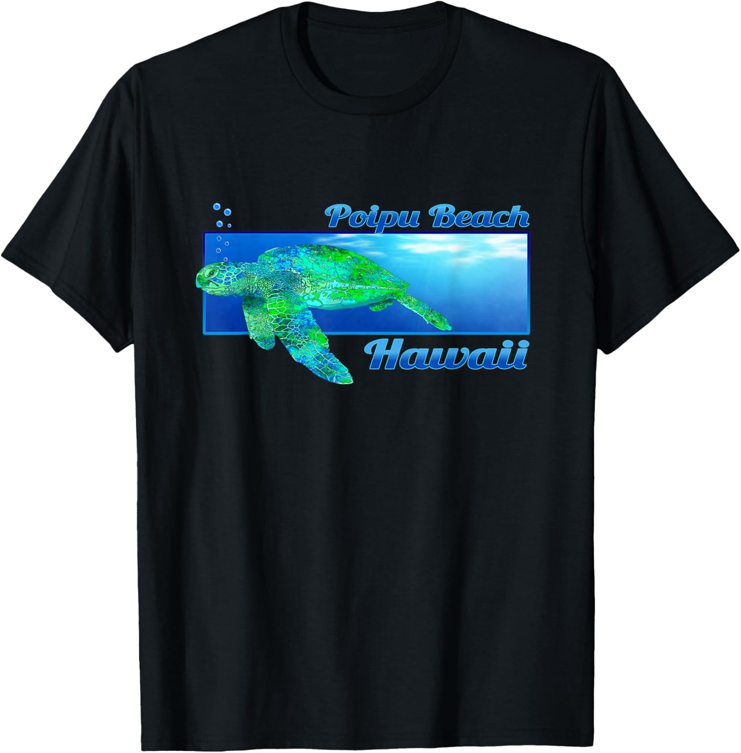 Poipu Beach Hawaii Swimming Honu T-Shirt - T-Shirt | Black