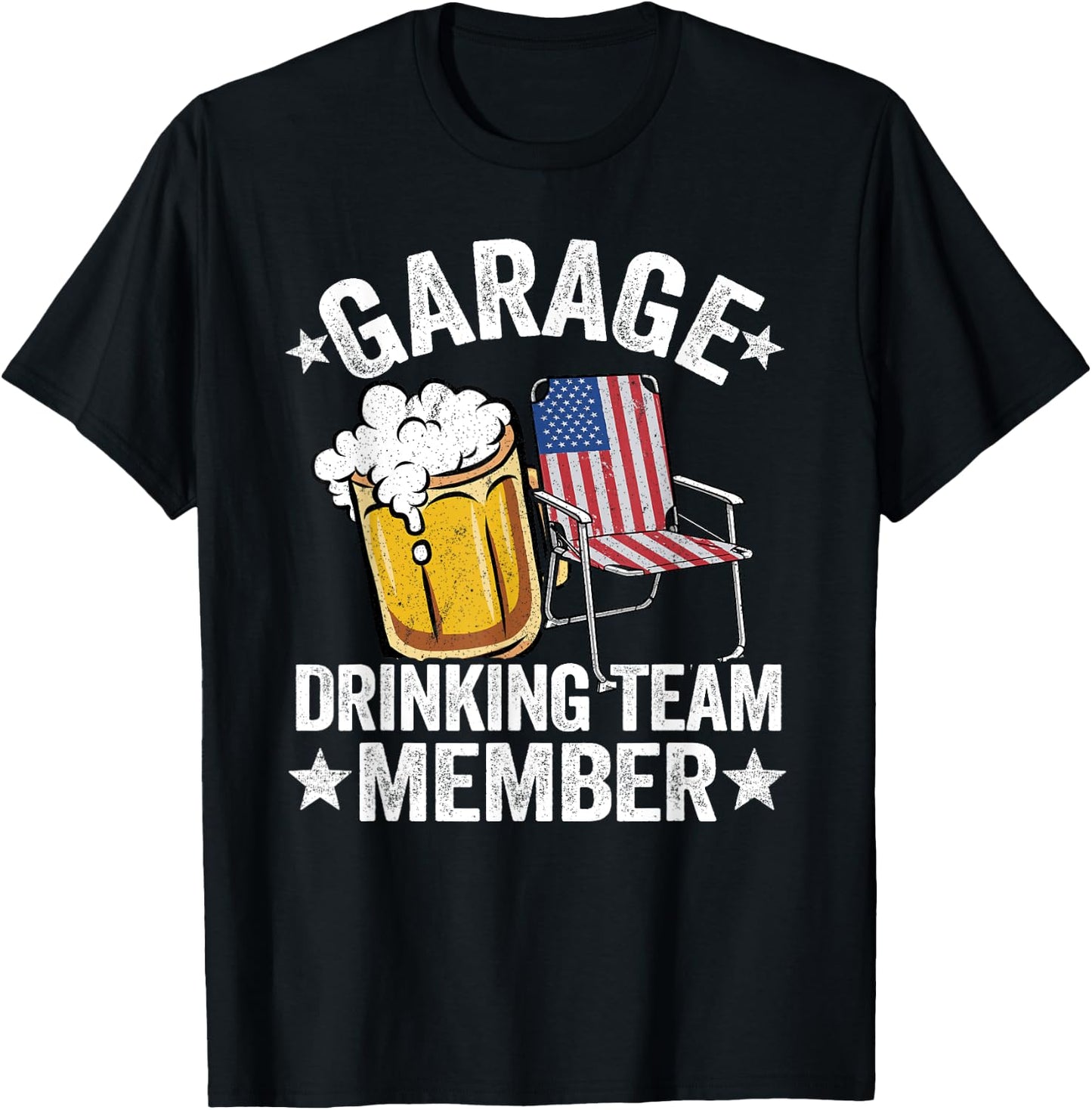 4th Of July Beer American Flag Garage Drinking Team Member T-Shirt - T-Shirt | Black