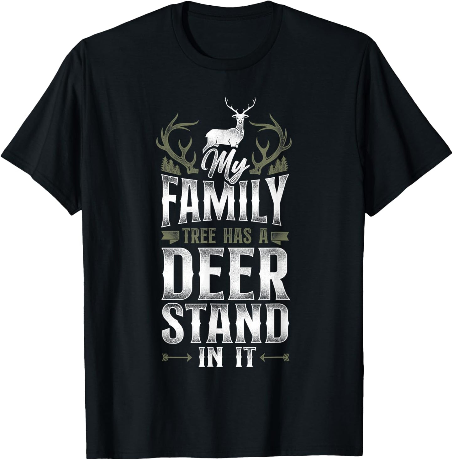 Buck Deer Hunting Hunter Vintage My Family Tree Has A Deer T-Shirt - T-Shirt | Black