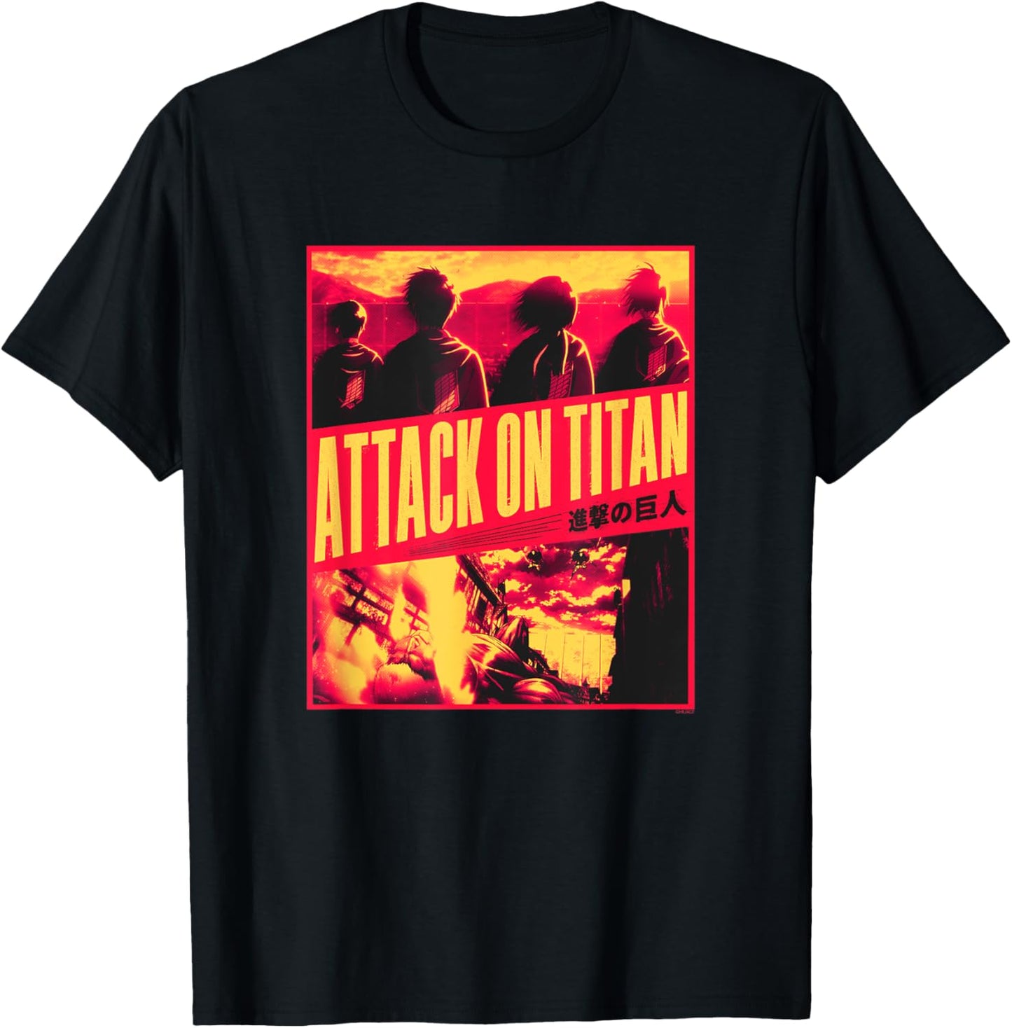 Attack on Titan Season 3 Slanted Type Attack Anime T-Shirt - T-Shirt | Black