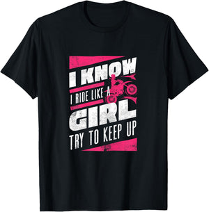 Funny Motorcycle Lover Graphic Women Girls Kids Motorbike T-Shirt - T-Shirt | Black