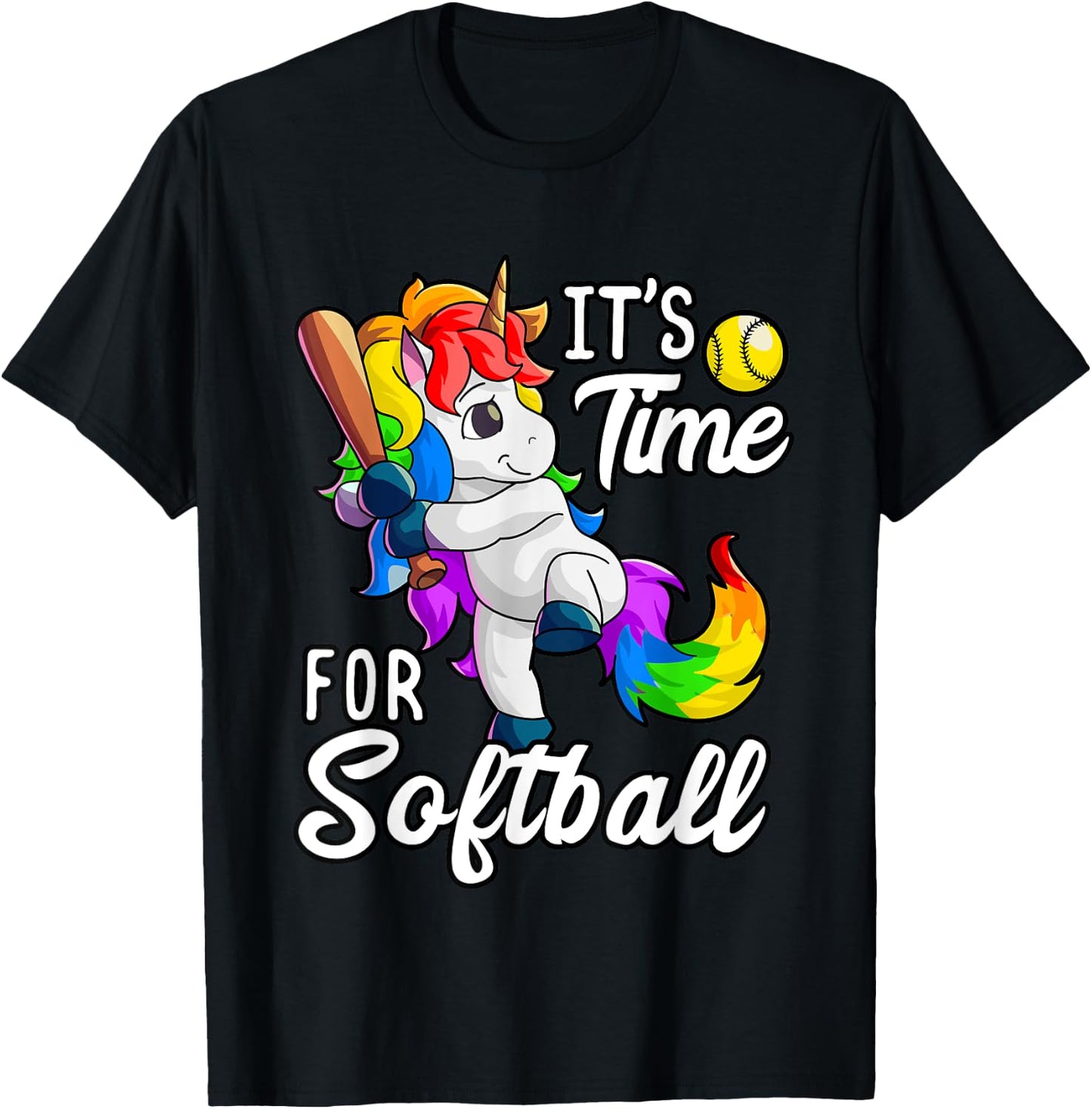 Unicorn Softball Shirt Girls Women Softball Player T-Shirt - T-Shirt | Black