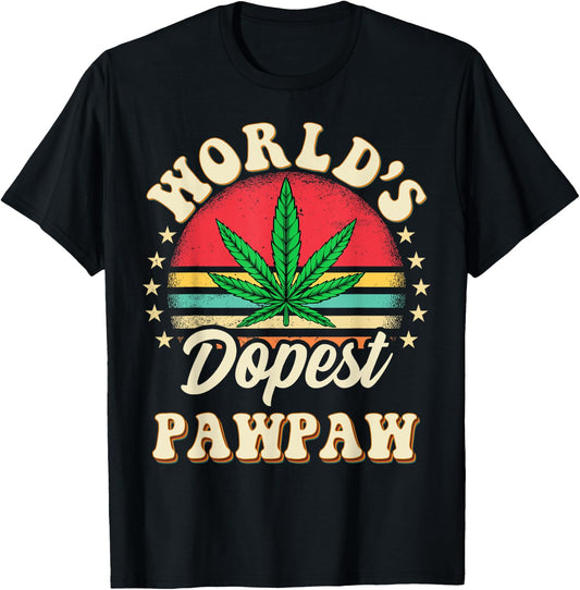 Funny 420 Weed Pot Vintage Matching Worlds Dopest Pawpaw T-Shirt - T-Shirt | Black