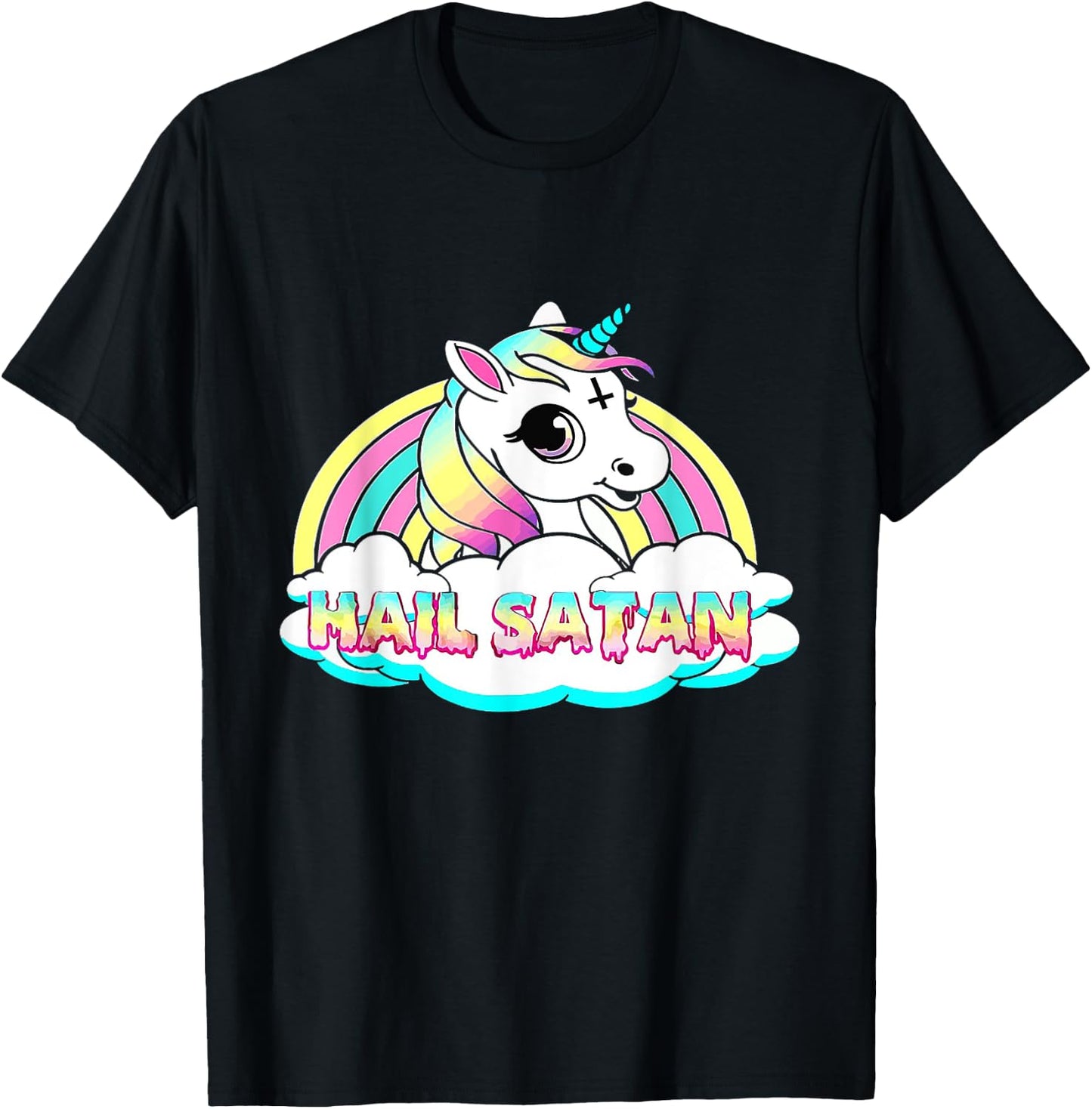 Unicorn Hail Satan - Funny Satanic T-Shirt - T-Shirt | Black