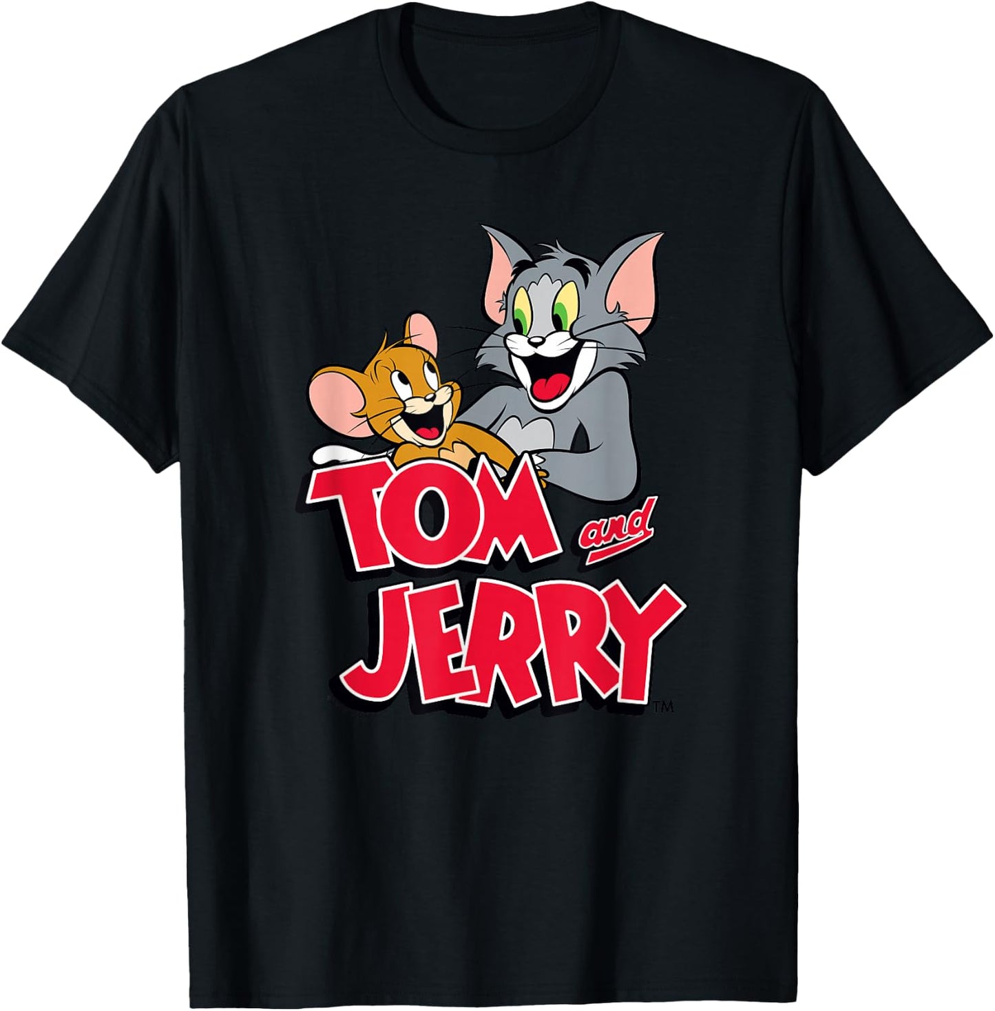 Tom and Jerry Happy Classic Logo T-Shirt - T-Shirt | Black