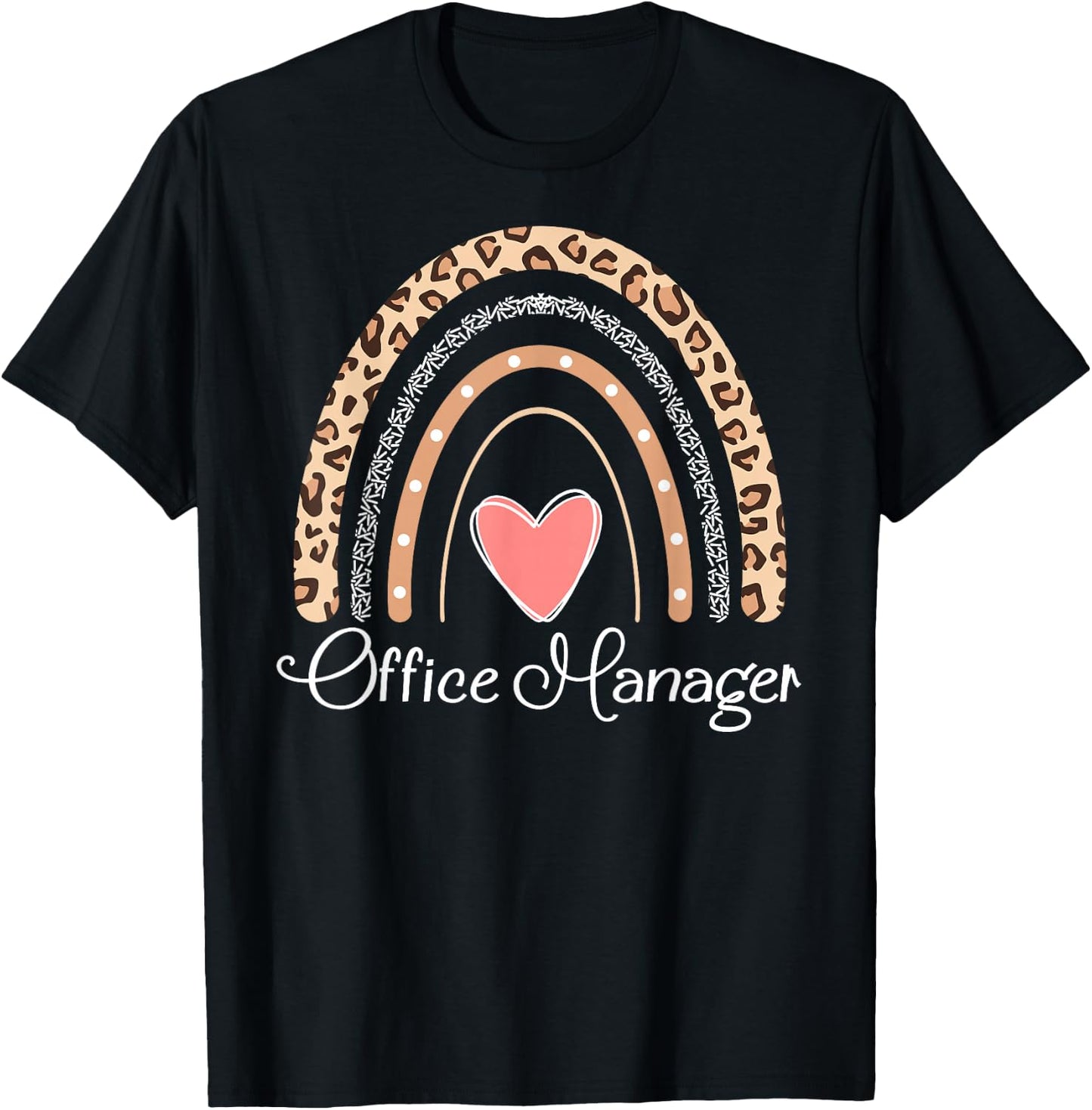 Office Manager Boho Rainbow Funny School Office Manager T-Shirt - T-Shirt | Black