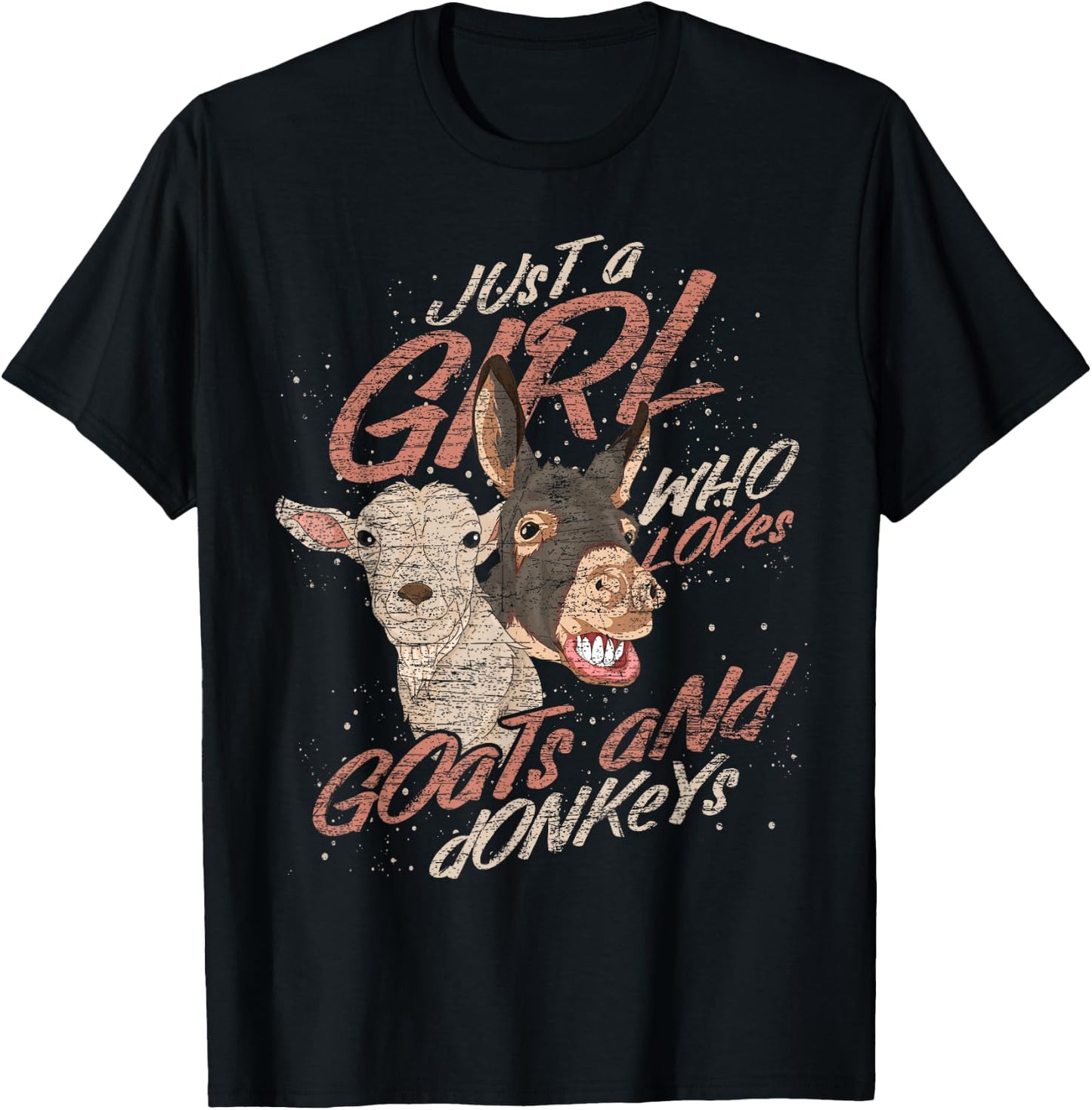 Just A Girl Who Loves Goats And Donkeys Farm Animal Goat T-Shirt - T-Shirt | Black