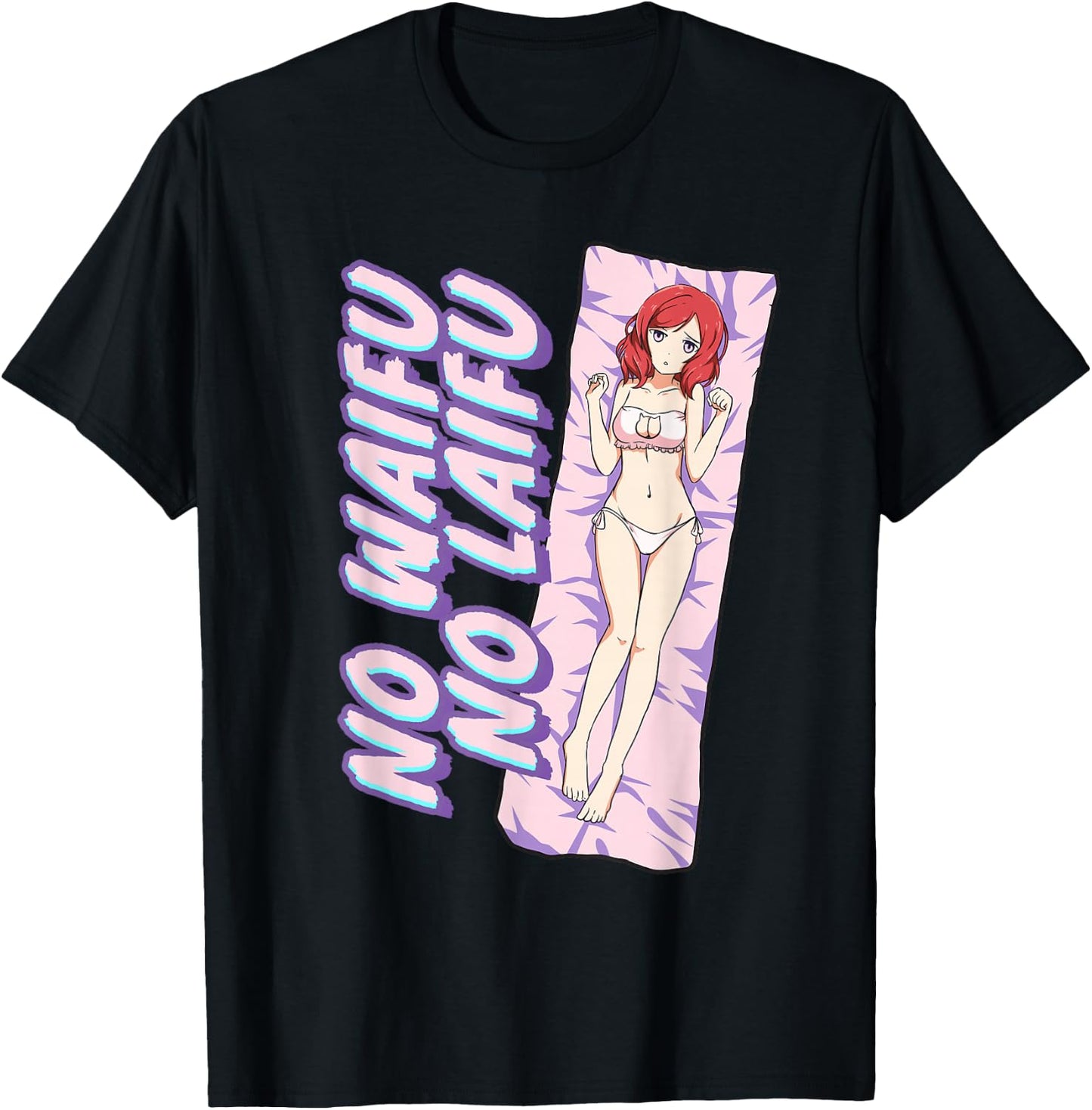 No Waifu No Laifu Anime Japanese Aesthetic Otaku T-Shirt - T-Shirt | Black