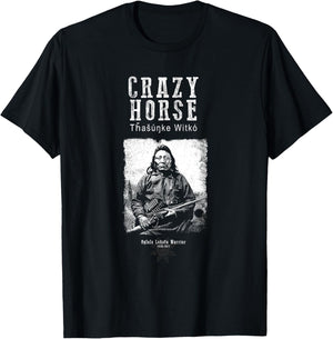Tfantasy Men's Crazy Horse Lakota Chief Warrior Sioux American Indian - Black - Small T-Shirt - T-Shirt | Black