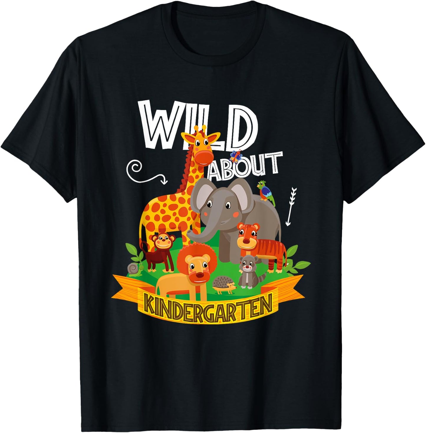 Wild About Kindergarten Funny Preschool Zoo T-Shirt - T-Shirt | Black