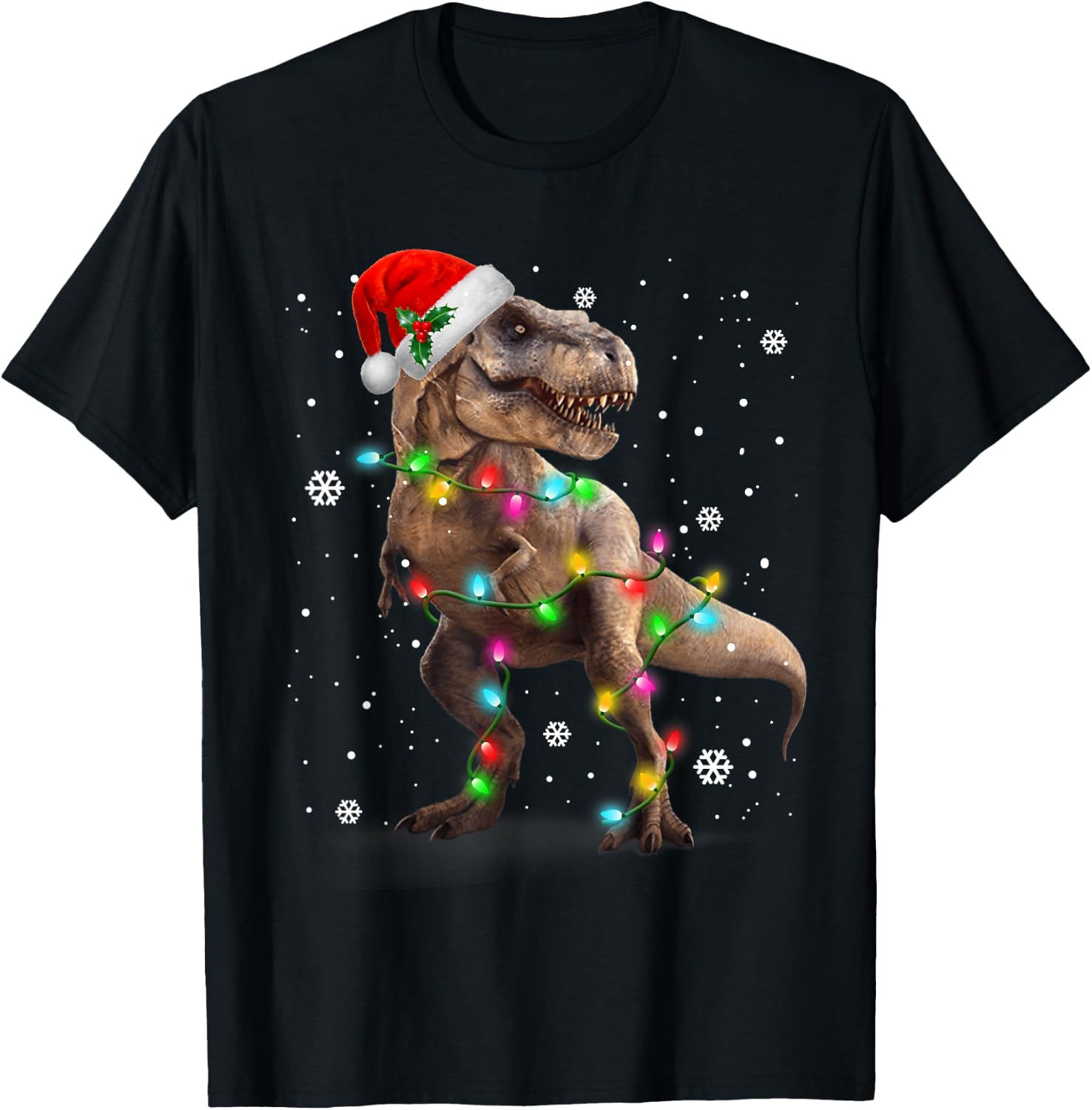 Dinosaur T-rex Tree Christmas Sweater Xmas Pet Dino Trex T-Shirt - T-Shirt | Black