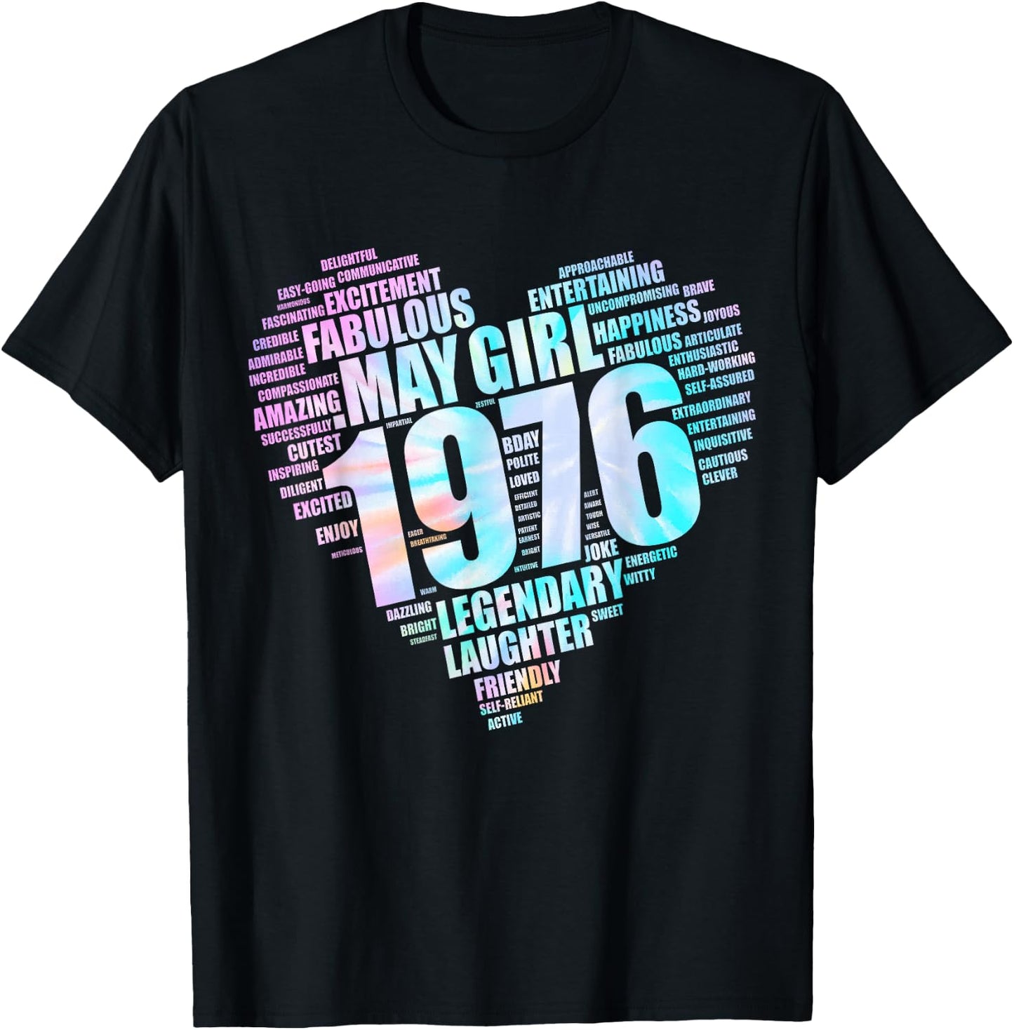 MAY GIRL 1976 Awesome Fabulous Big Heart 50th Pink Fifty Mom T-Shirt - T-Shirt | Black