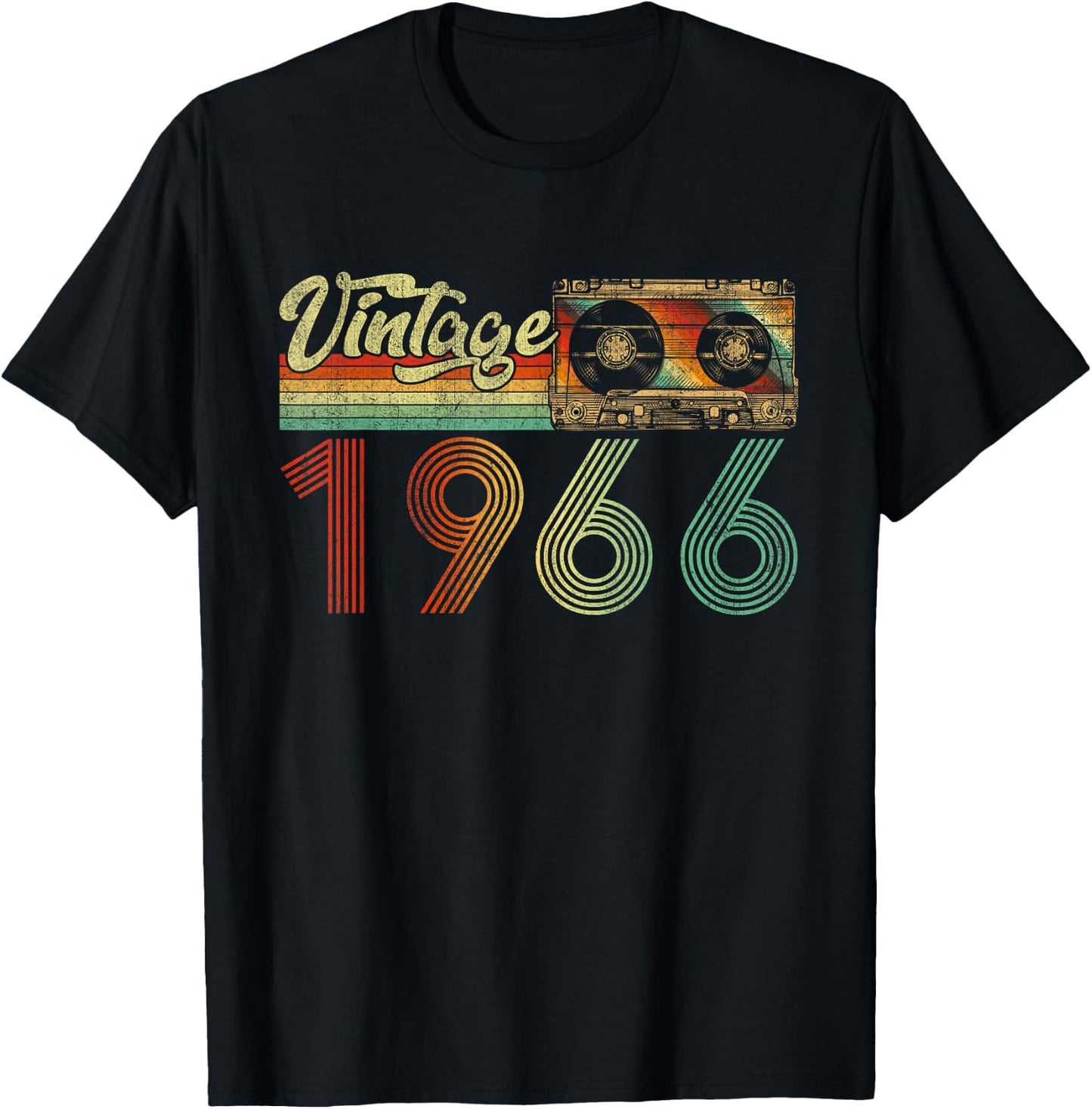 Vintage 1966 Cassette Tape 60th Birthday Gifts 60 Years Old T-Shirt - T-Shirt | Black
