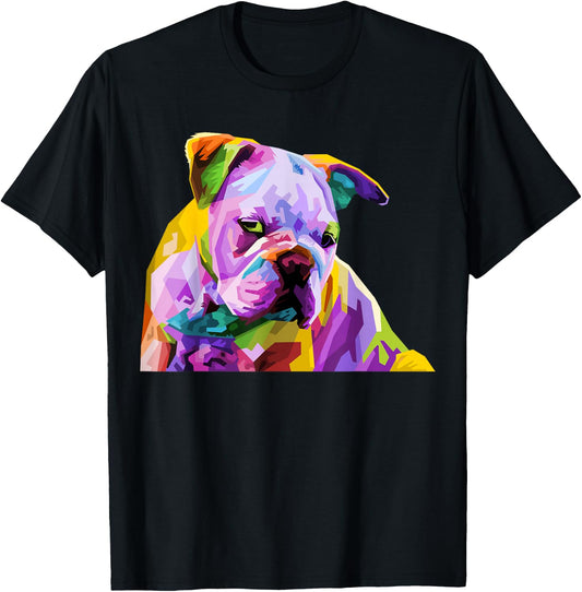 English British Bulldog Pop Art Portrait for Dog Owners T-Shirt - T-Shirt | Black