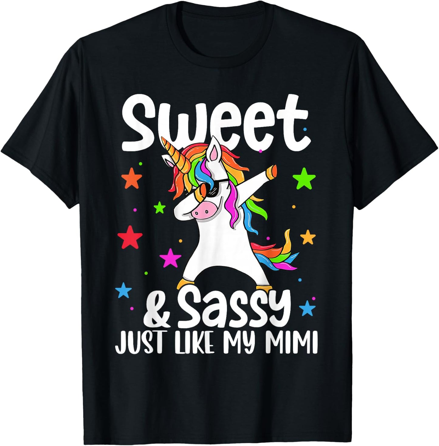 Sassy Like My Mimi Dabbing Unicorn Cute Grandma T-Shirt - T-Shirt | Black