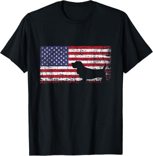 Basset Hound American Flag I Love My Basset Hound T-Shirt - T-Shirt | Black