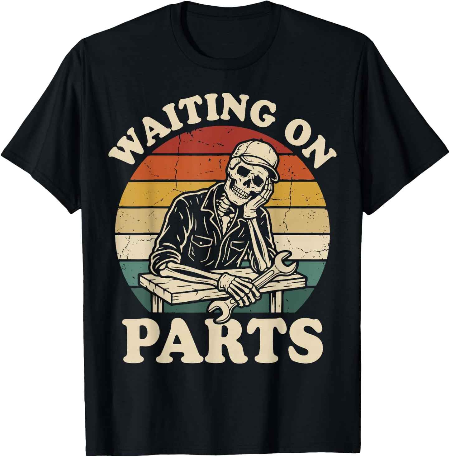 Waiting On Parts Skeleton T-Shirt - T-Shirt | Black