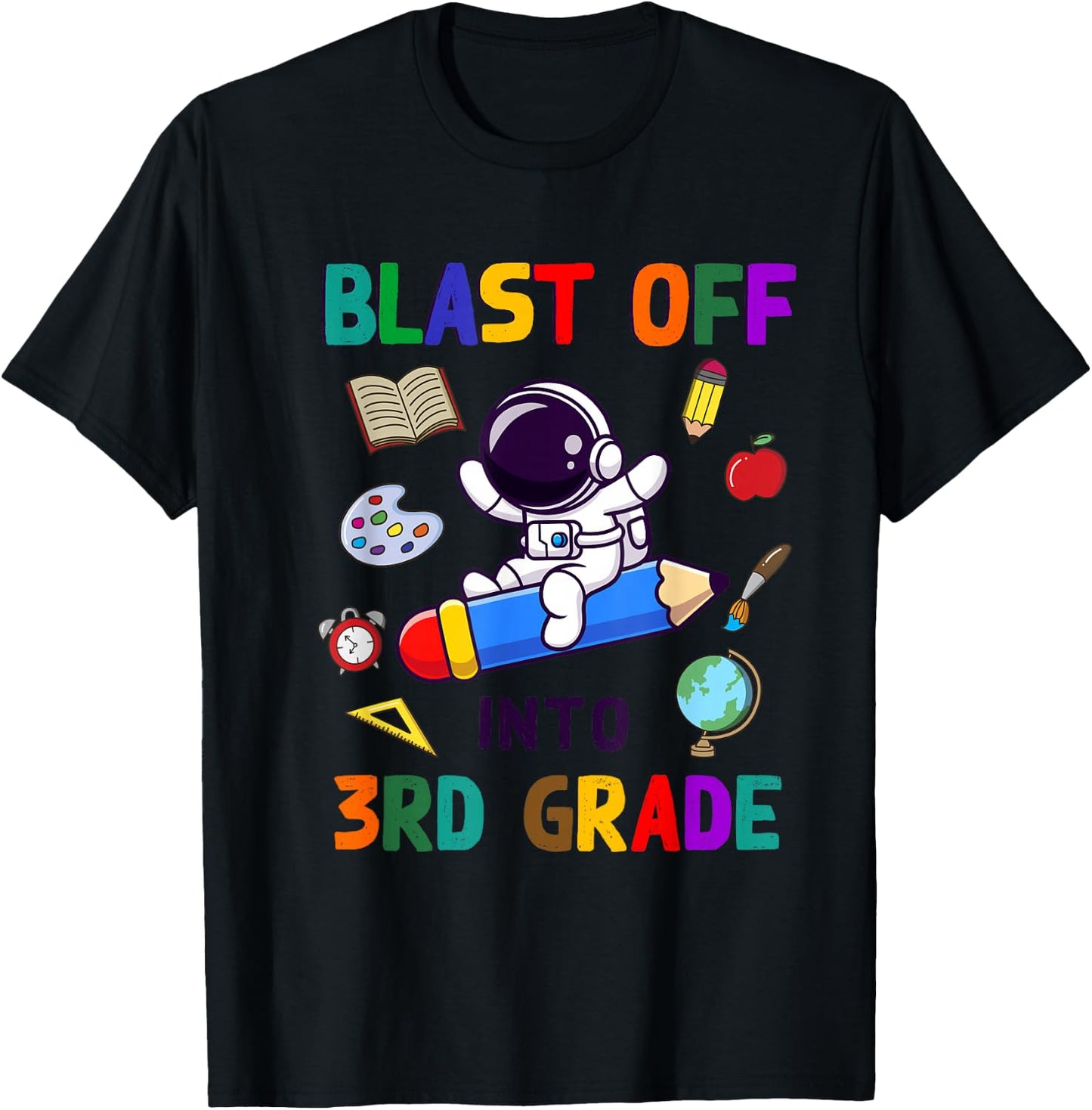 Blast Off Into 3rd Grade Astronaut Back To School Kid T-Shirt - T-Shirt | Black