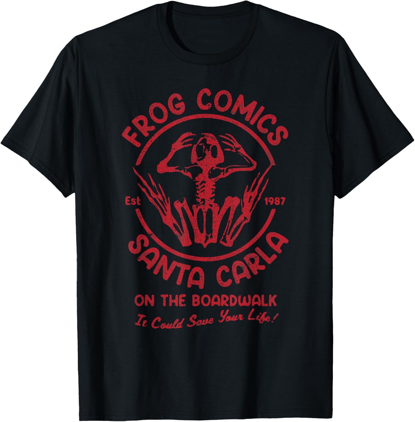 Vintage Frog Comics Santa Carla On The Boardwalk T-Shirt - T-Shirt | Black