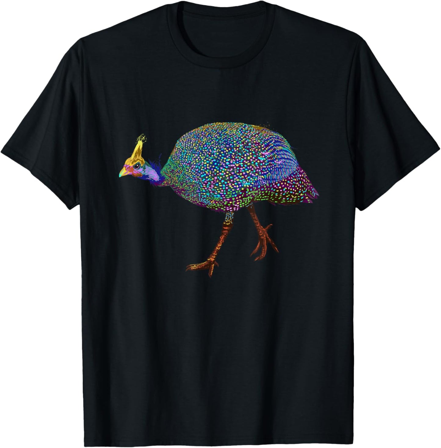 Splash Pearl Hen Guinea Fowl T-Shirt - T-Shirt | Black