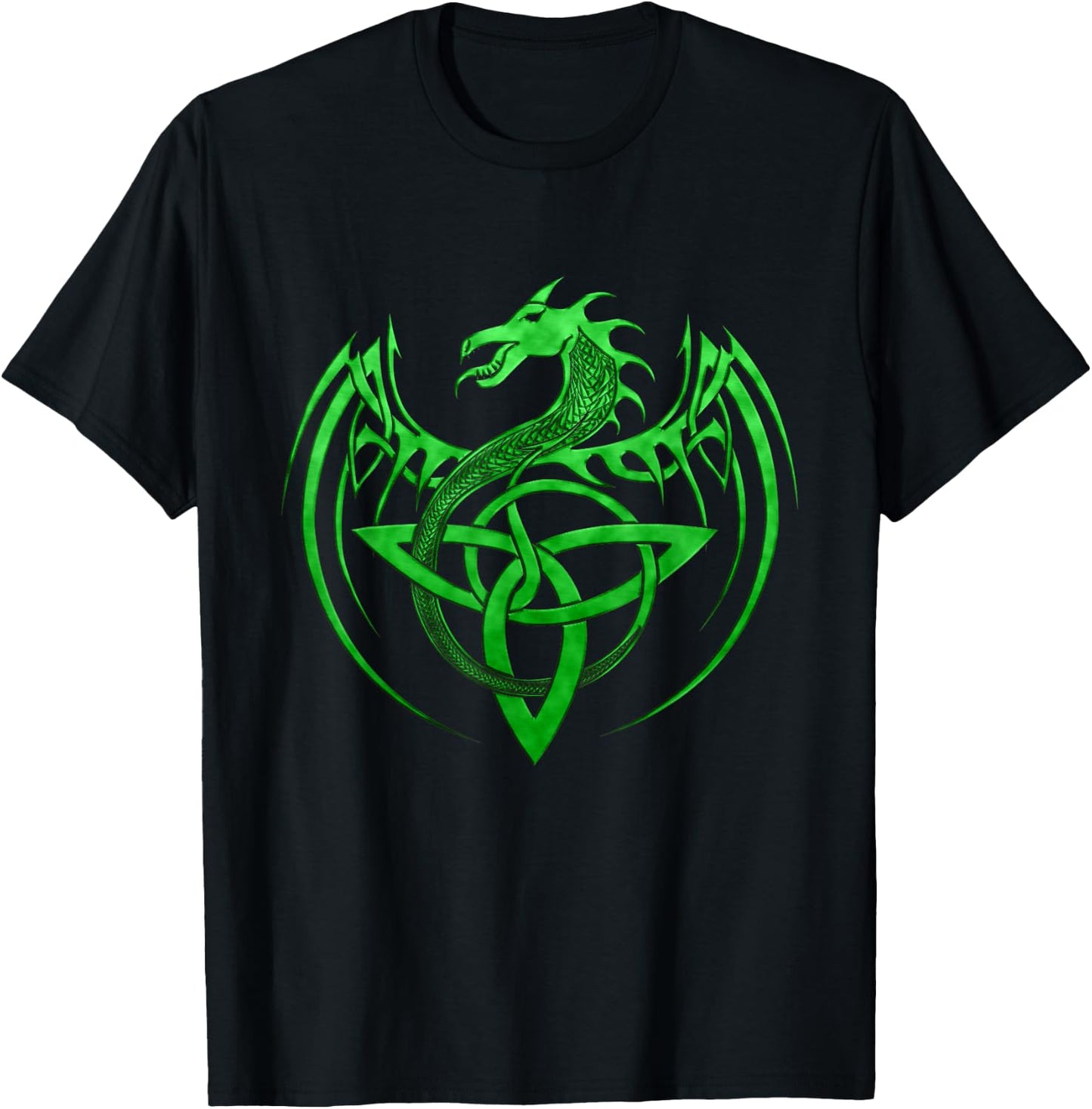 Tribal Irish Green Celtic Knot Fantasy Celtic Dragon T-Shirt - T-Shirt | Black