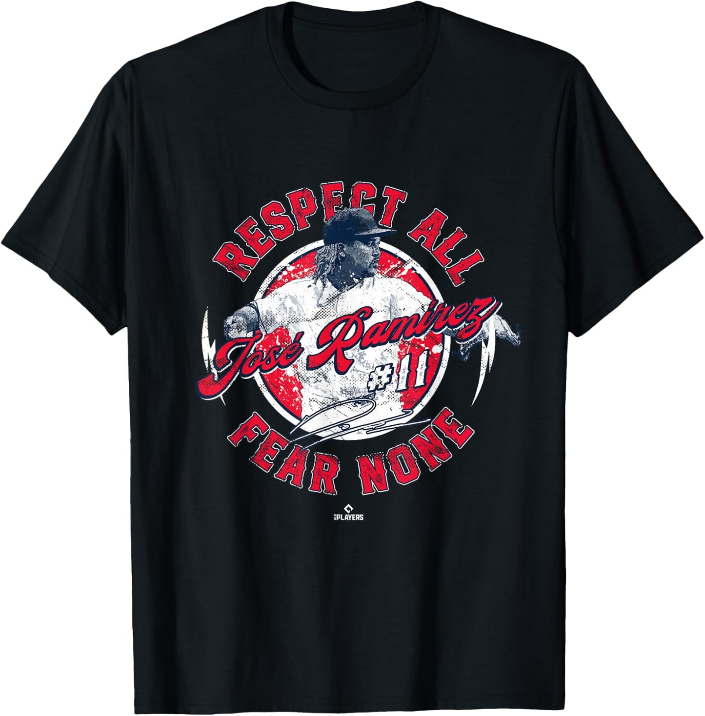 Jose Ramirez Respect All Fear None Enriquito Cleveland MLBPA T-Shirt - T-Shirt | Black
