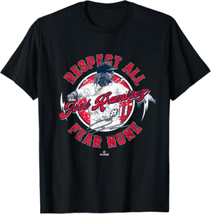 Jose Ramirez Respect All Fear None Enriquito Cleveland MLBPA T-Shirt - T-Shirt | Black