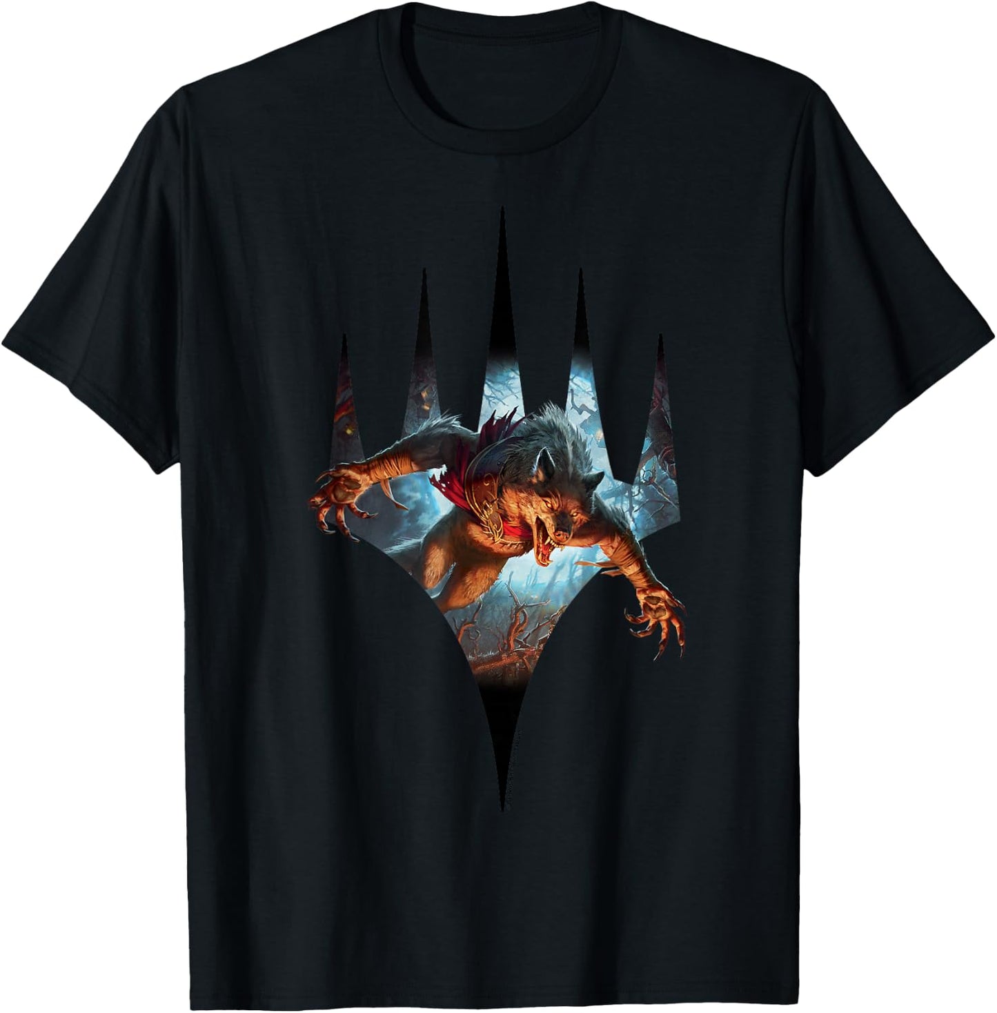 Magic: The Gathering Midnight Hunt Werewolf Magic Logo T-Shirt - T-Shirt | Black