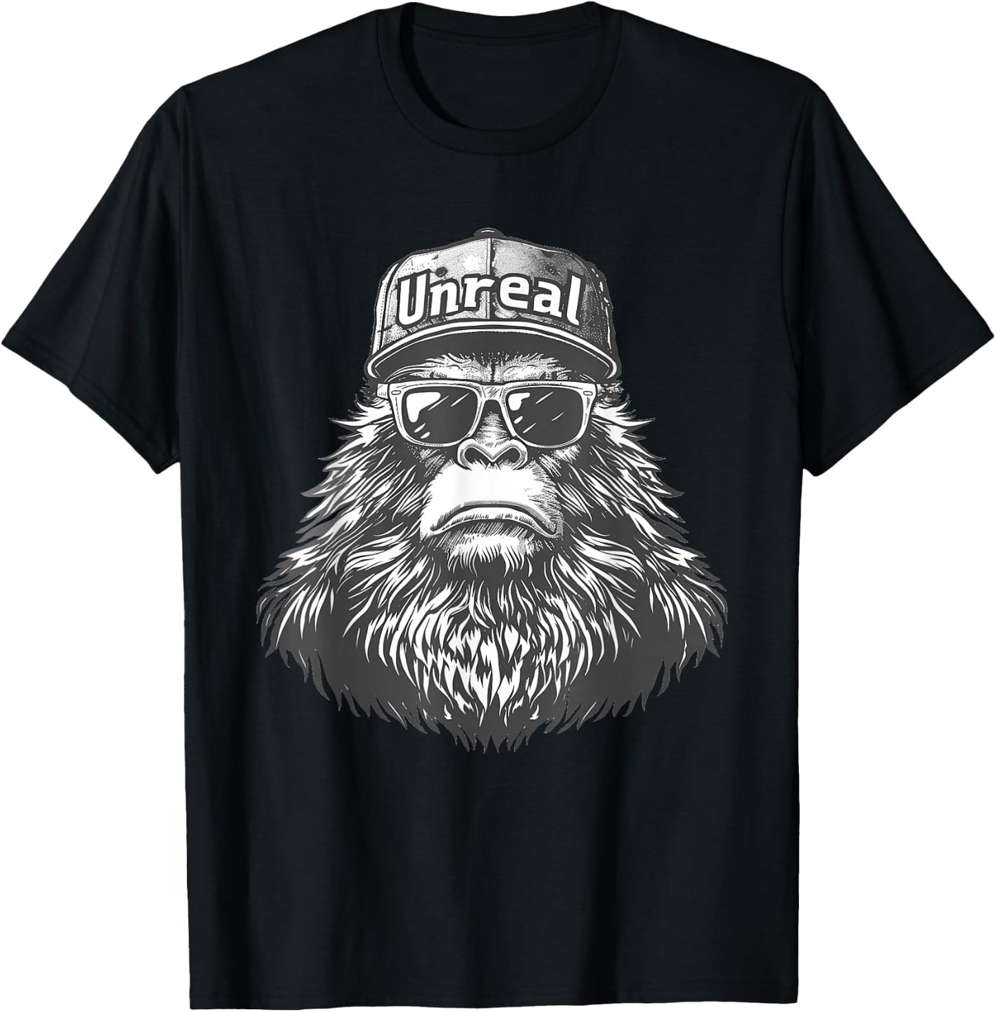 Bigfoot Unreal Funny Sasquatch Disguise Trucker Hat Shades T-Shirt - T-Shirt | Black
