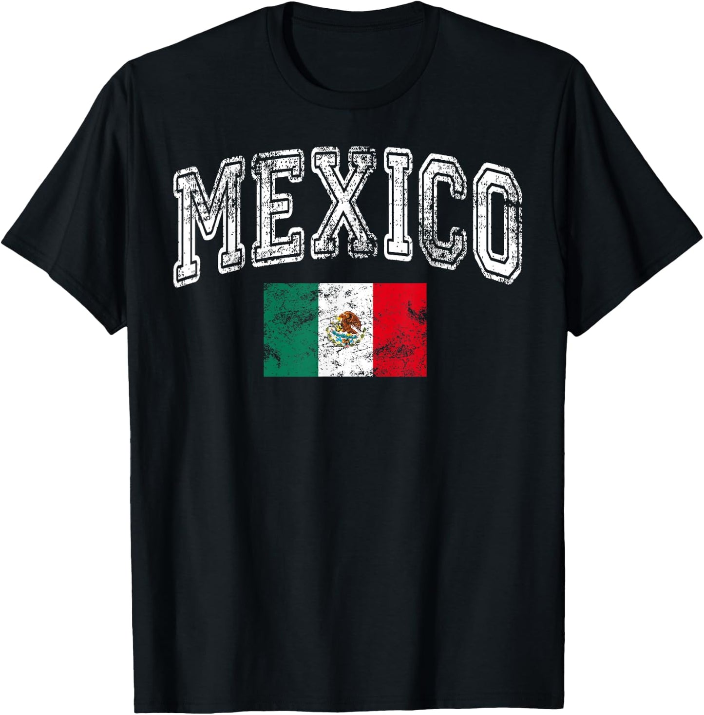 Vintage Mexico Flag Pride Mexican Party Fiesta Men Women Kid T-Shirt - T-Shirt | Black
