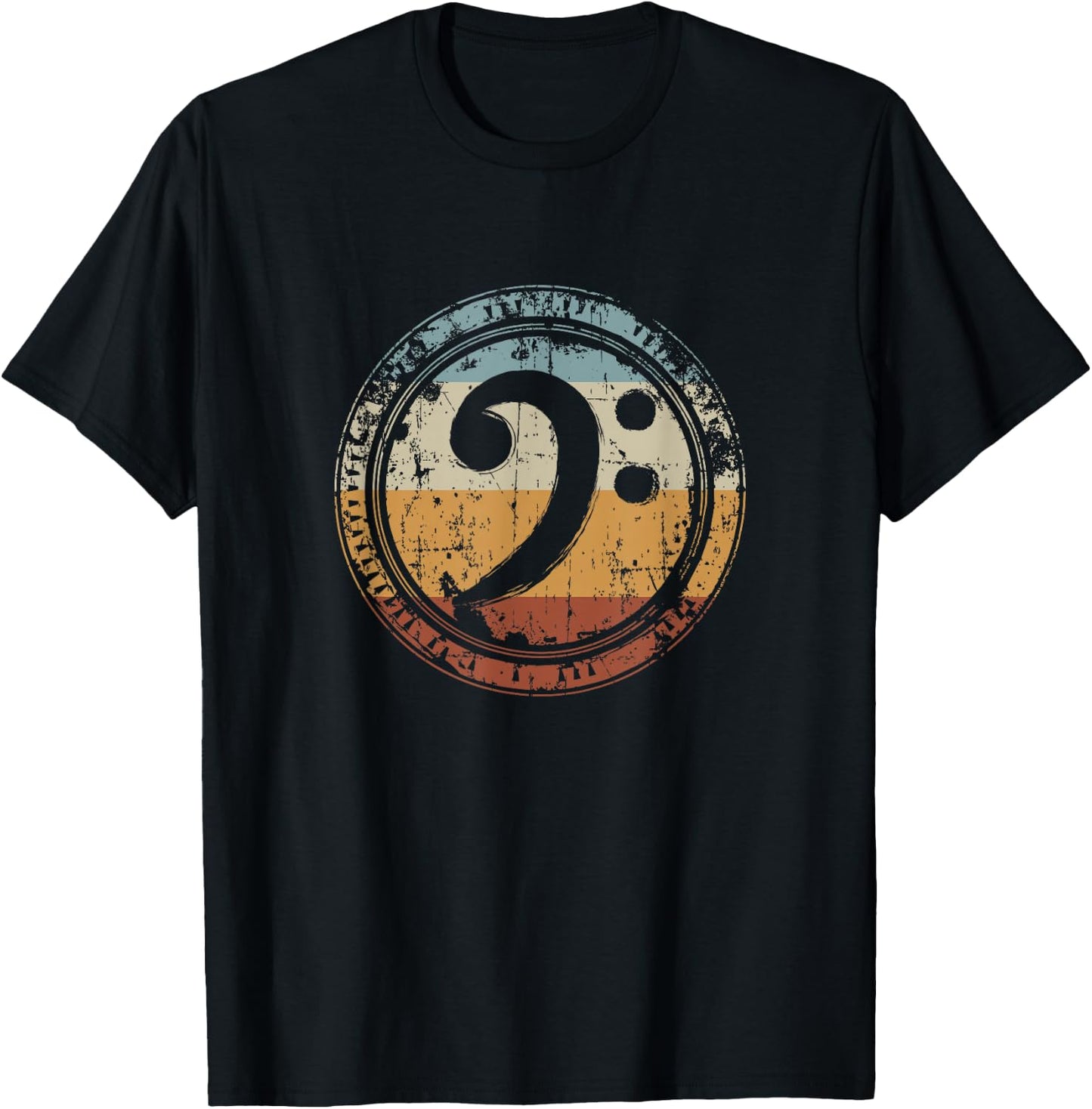 Vintage Bass Clef Gift Bass Guitar Player Bassist T-Shirt - T-Shirt | Black