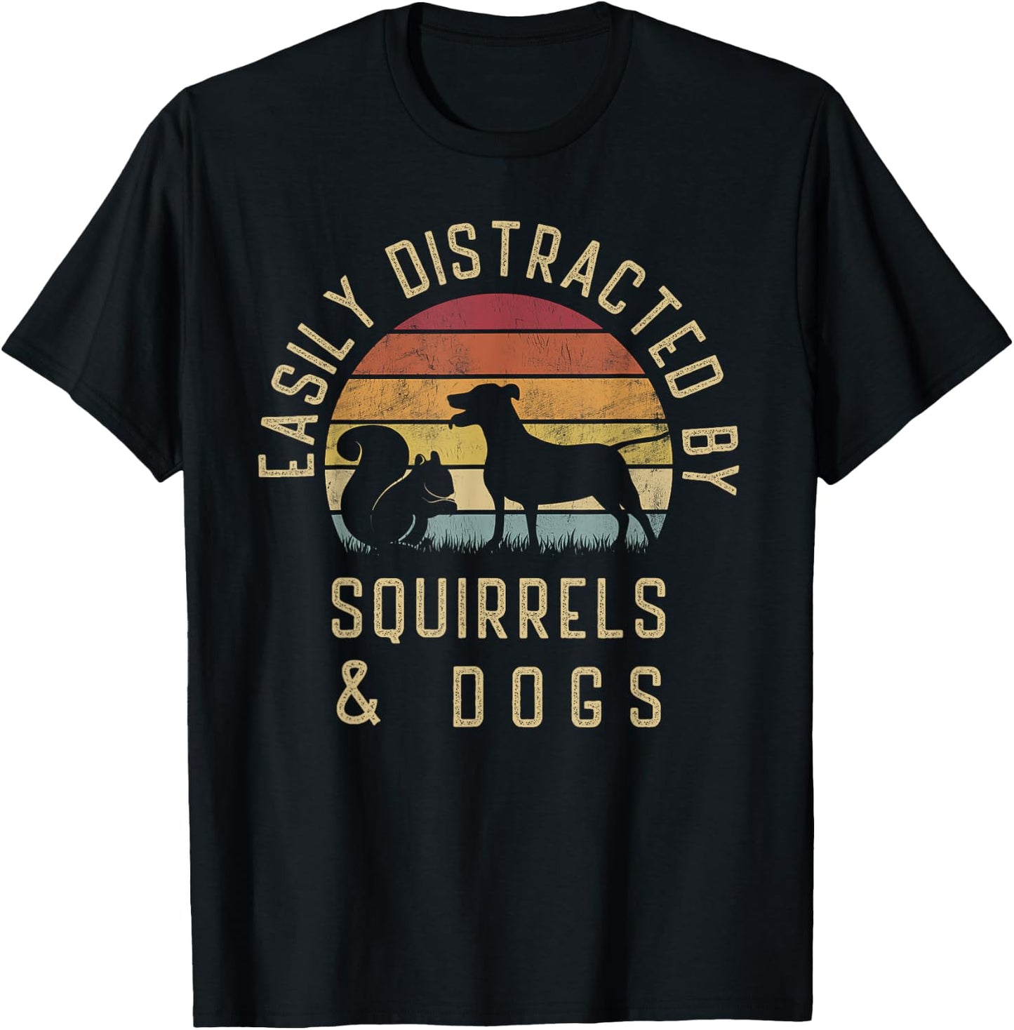 Easily distracted by Squirrels and dogs I like Squirrel dog Women Girls Kids T-Shirt - T-Shirt | Black