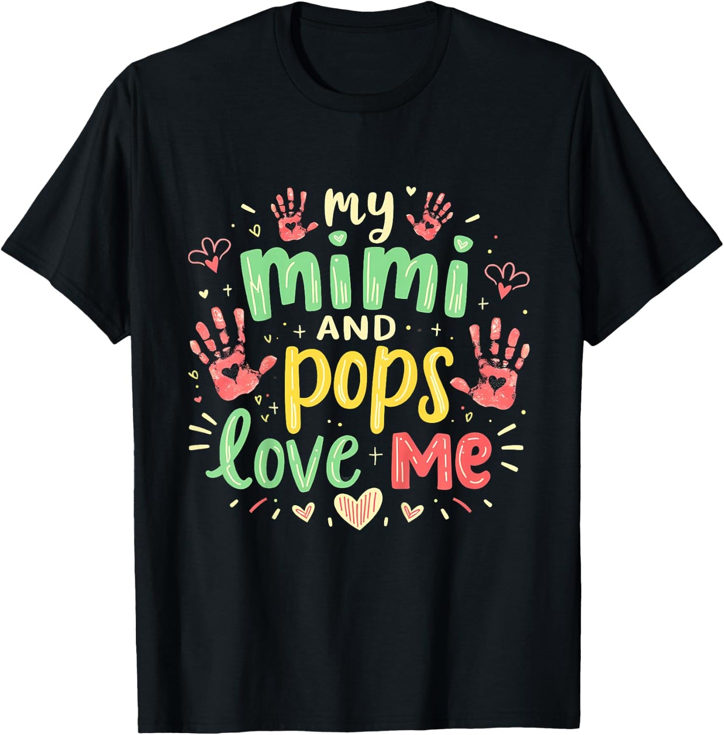 Kids My Mimi and Pops Granddaughter & Grandson T-Shirt - T-Shirt | Black