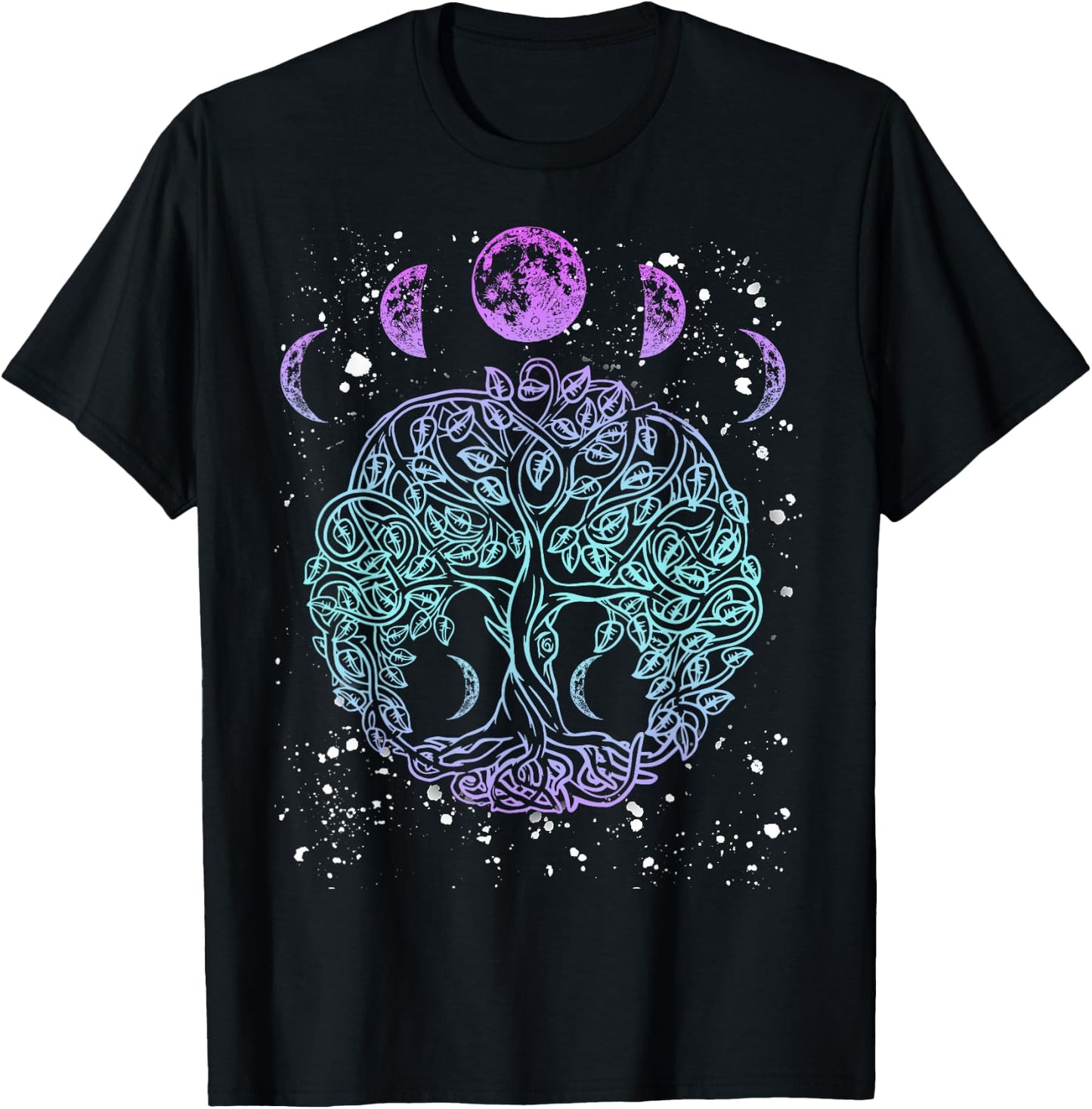 Moon Phases Tree of Life - Viking Pagan Wicca T-Shirt - T-Shirt | Black