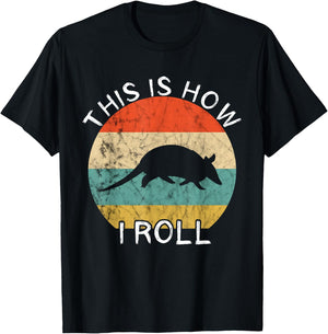 Armadillo This Is How I Roll Retro Vintage Sunset Wildlife T-Shirt - T-Shirt | Black