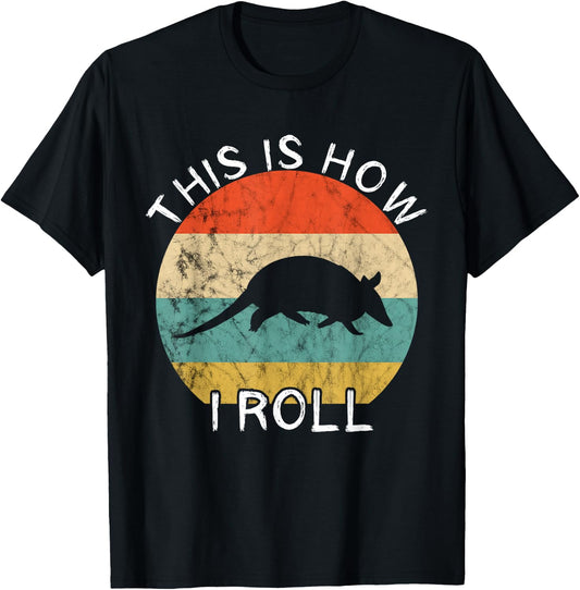 Armadillo This Is How I Roll Retro Vintage Sunset Wildlife T-Shirt - T-Shirt | Black