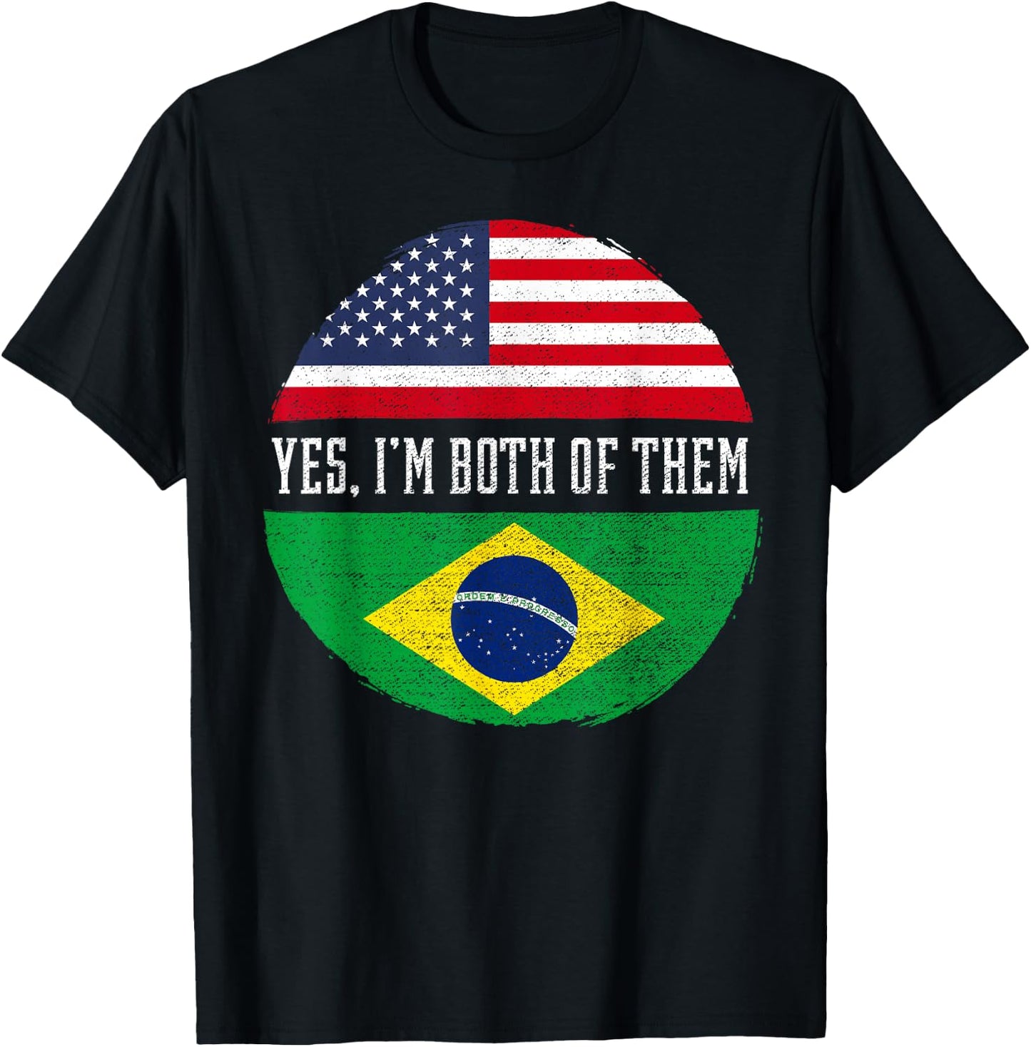 Half American Half Brazilian USA Flag Brazil Heritage DNA T-Shirt - T-Shirt | Black