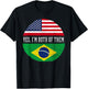 Half American Half Brazilian USA Flag Brazil Heritage DNA T-Shirt - T-Shirt | Black