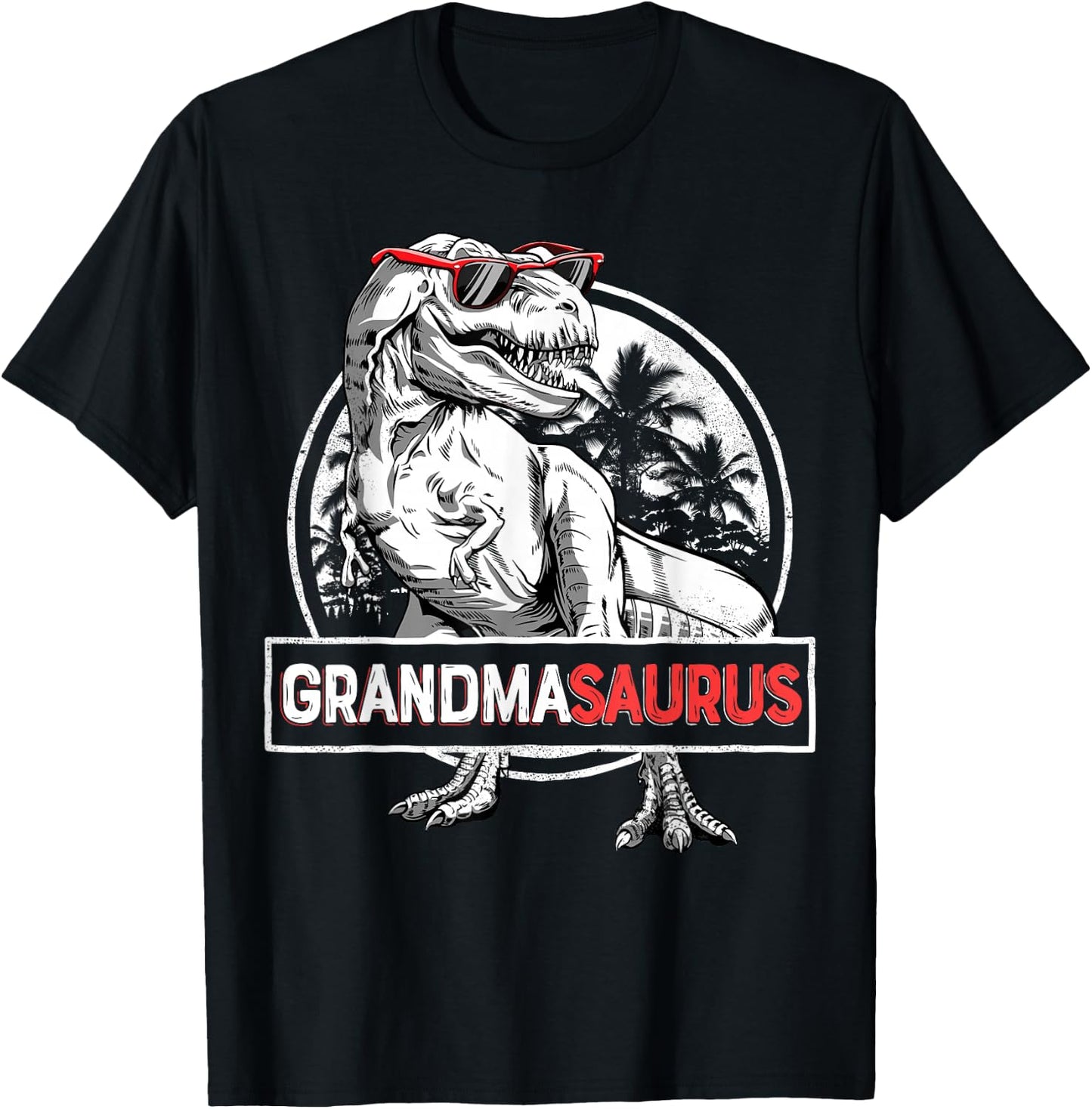 Grandmasaurus T rex Dinosaur Grandma Saurus Mother's Family T-Shirt - T-Shirt | Black