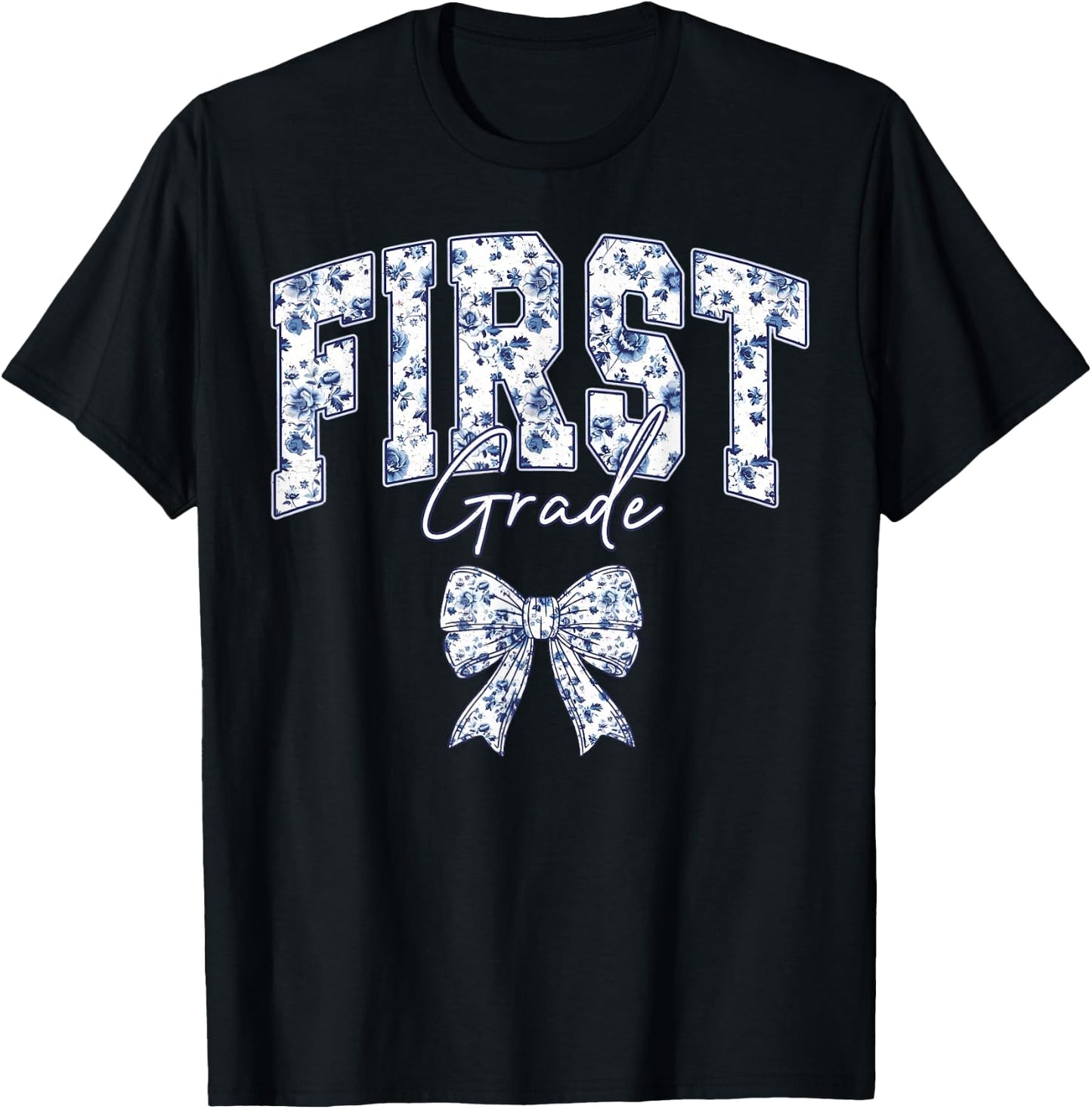 Floral First Grade Teacher Coquette 1st Grade Back to School T-Shirt - T-Shirt | Black