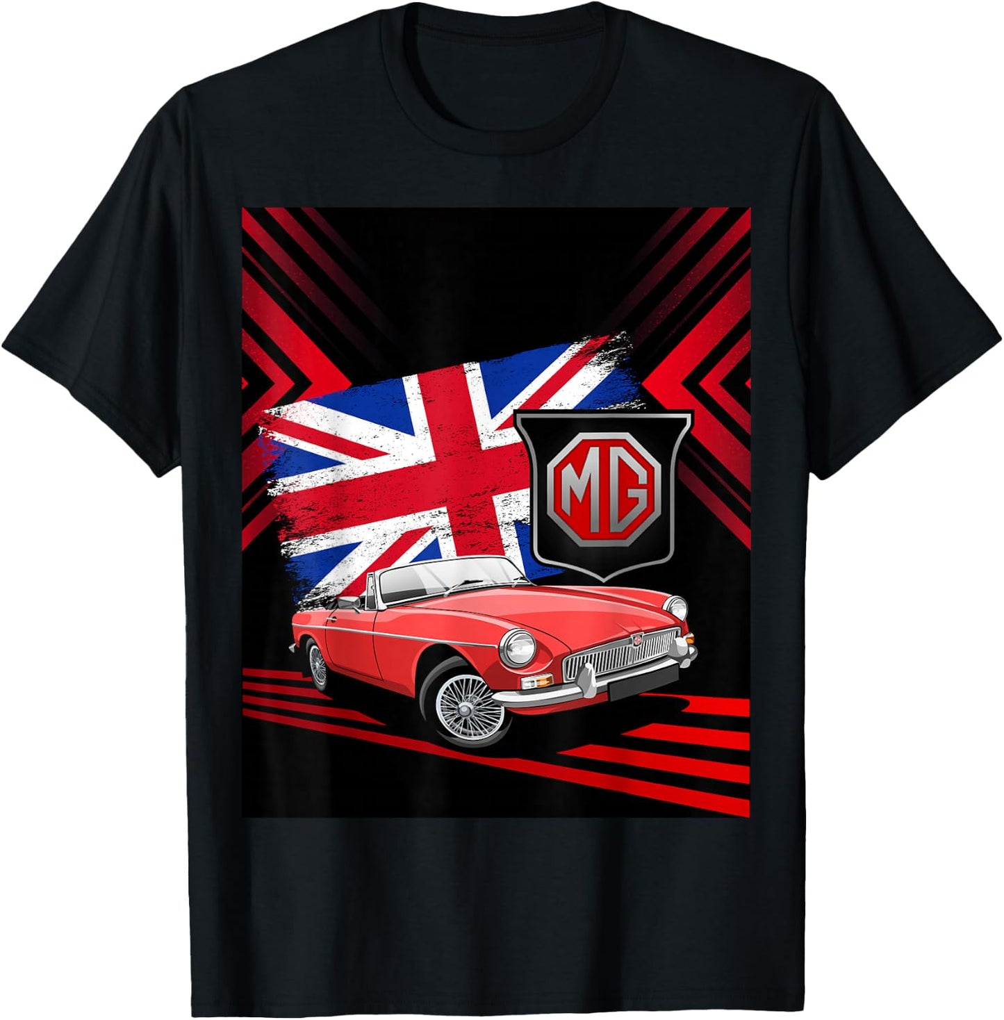 British Classic Sports Car - MG MGB Convertible T-Shirt - T-Shirt | Black