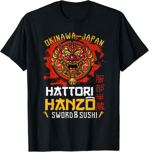 Warrior Warrior Okinawa Japan Hattori Hanzo Sword and Sushi T-Shirt - T-Shirt | Black