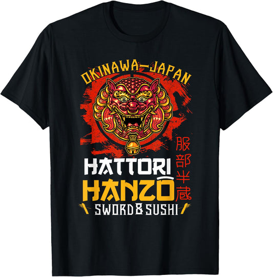 Warrior Warrior Okinawa Japan Hattori Hanzo Sword and Sushi T-Shirt - T-Shirt | Black